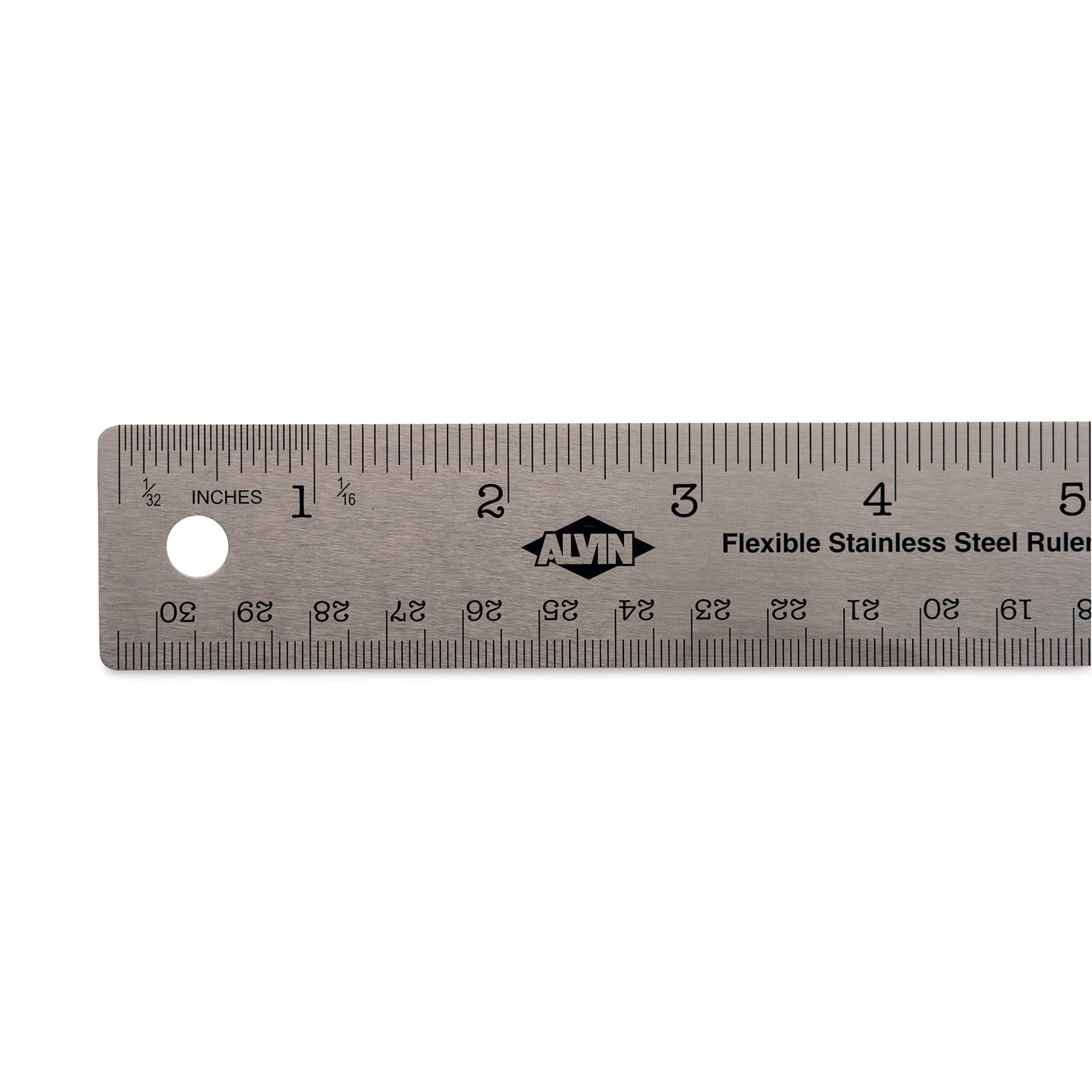 Alvin Stainless Steel Ruler - 12", Non-Skid (close-up)
