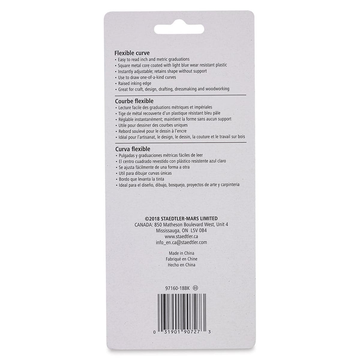 Staedtler Flexible Curve - 18" - back of packaging