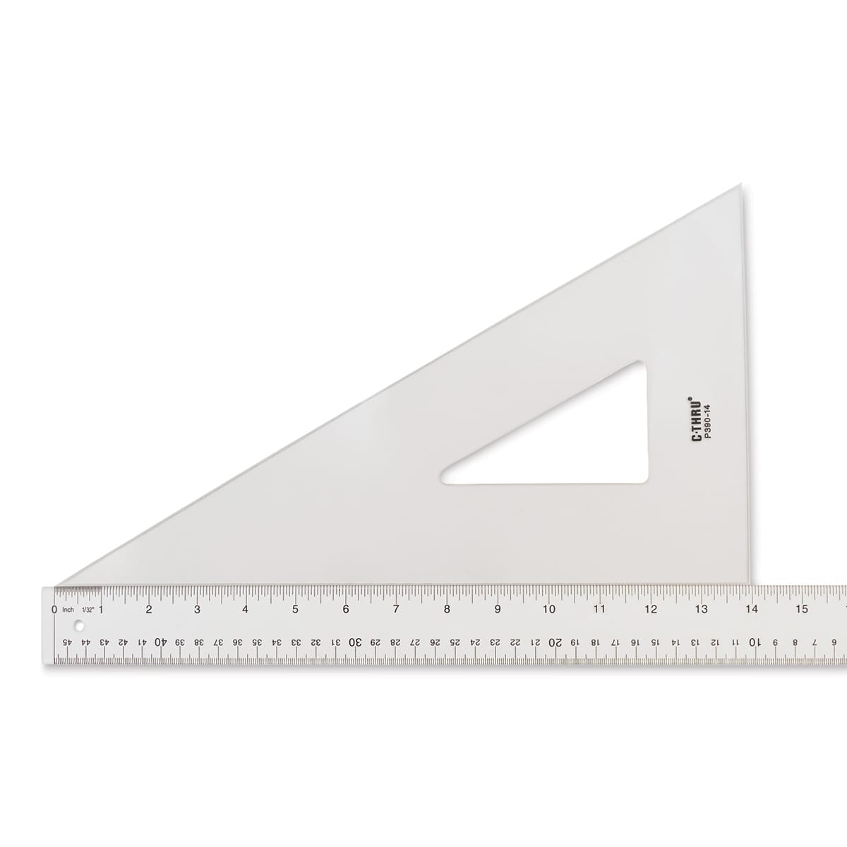 Westcott Professional Triangle - 14", 30-60 Degree - next to ruler