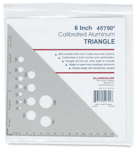 Aluminum Triangles 6" 45/90 Degree  Front view of Package