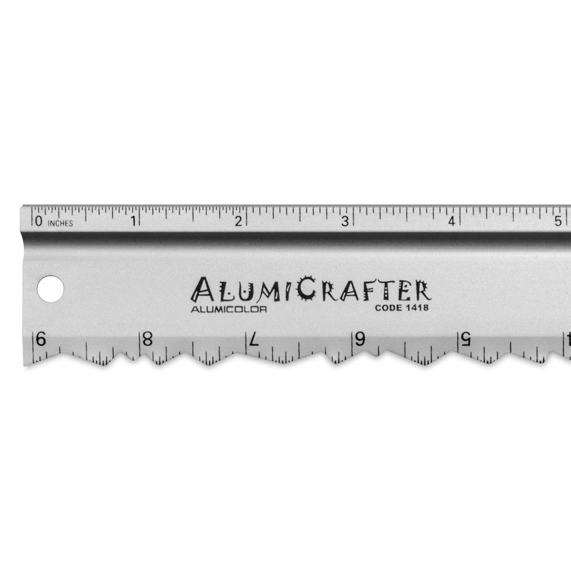 Alumicolor AlumiCrafter Tearing Ruler - 18", close-up of logo