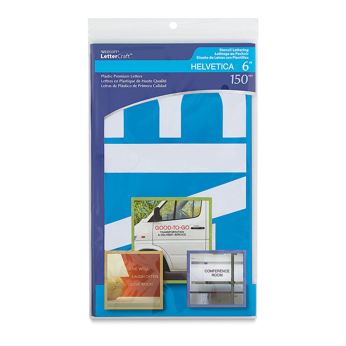 Westcott BetterLetter Plastic Letter Stencils - 6", Capital Only, Helvetica