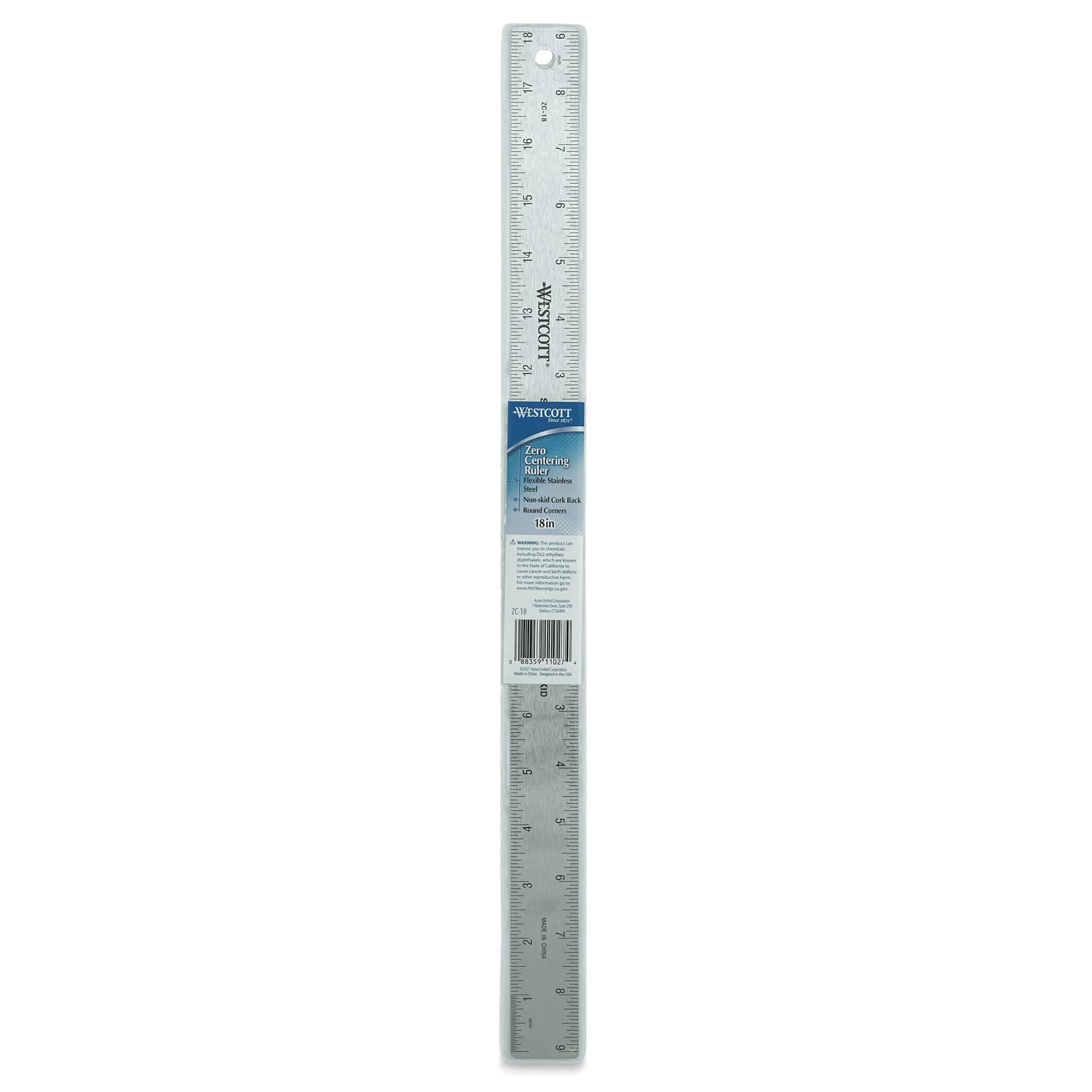Westcott Metal Zero Centering Ruler - 18" in package