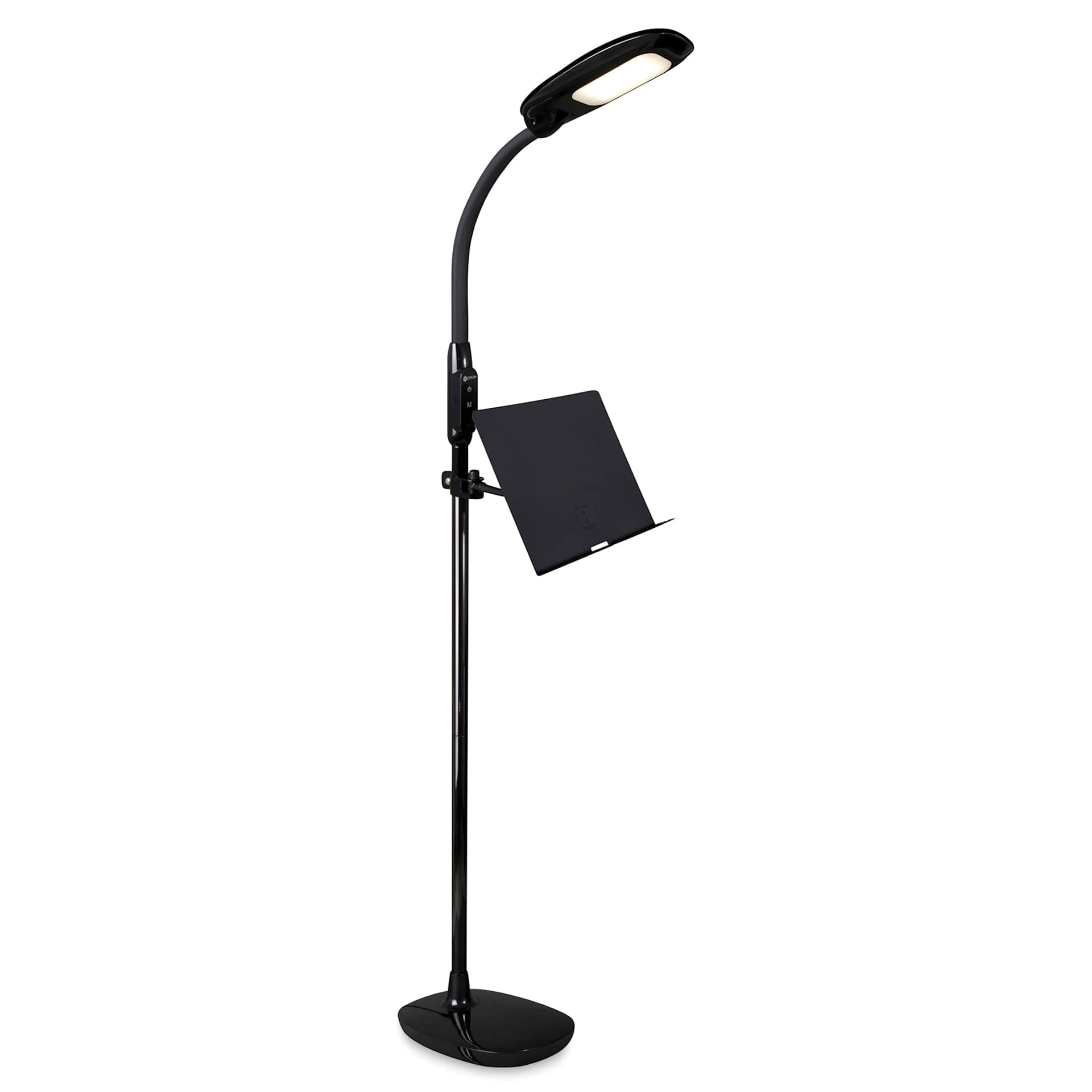 OttLite LED Floor Lamp with USB and Tablet Stand - Black