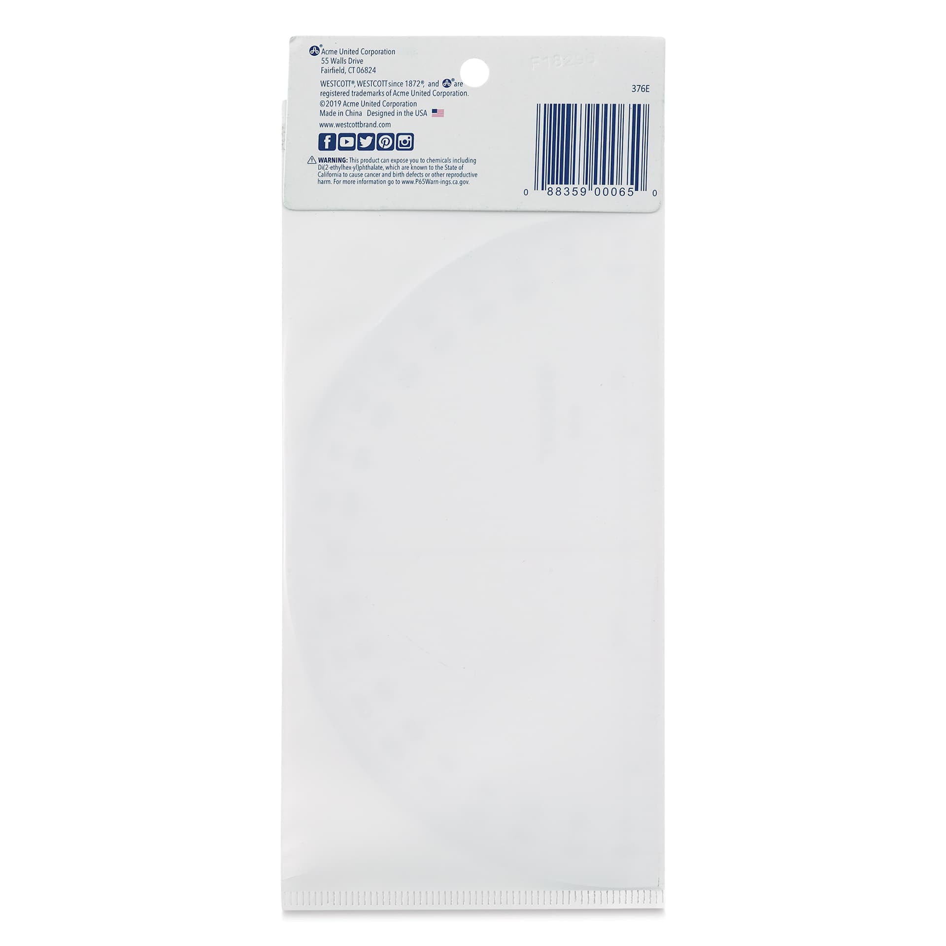 Westcott Semi Circle Protractor - 6" (back of packaging)