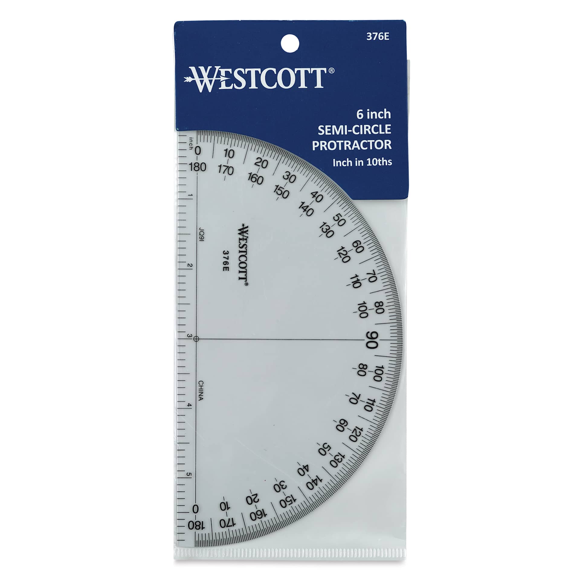 Westcott Semi Circle Protractor - 6" (front of packaging)