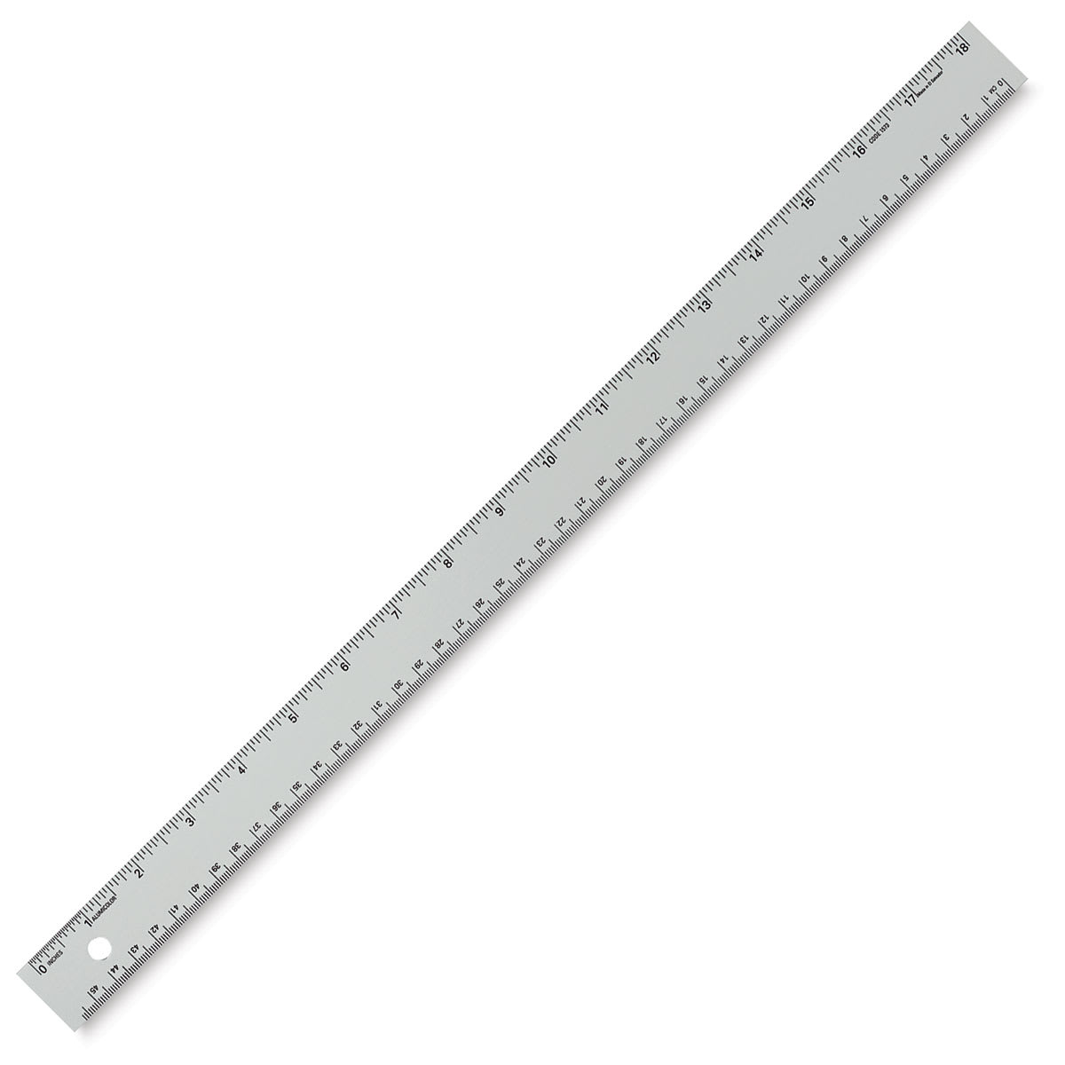 Alumicolor Non-Slip Straight Edge Ruler - Angled view of 18" ruler