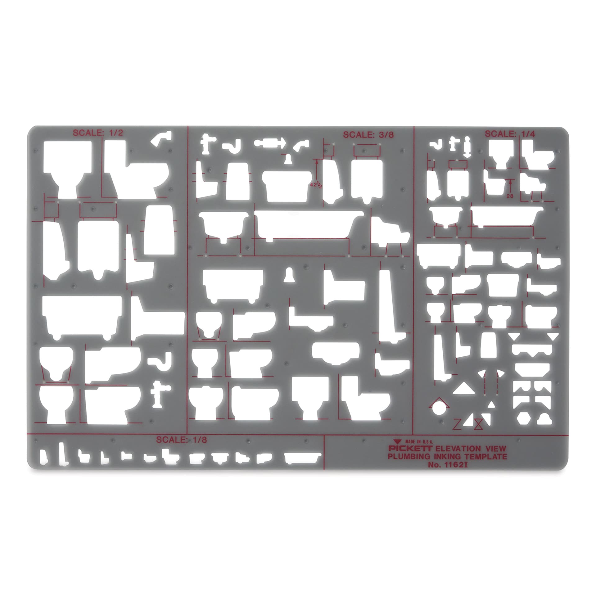 Chartpak Pickett Template - 1162i Plumbing Elevation View