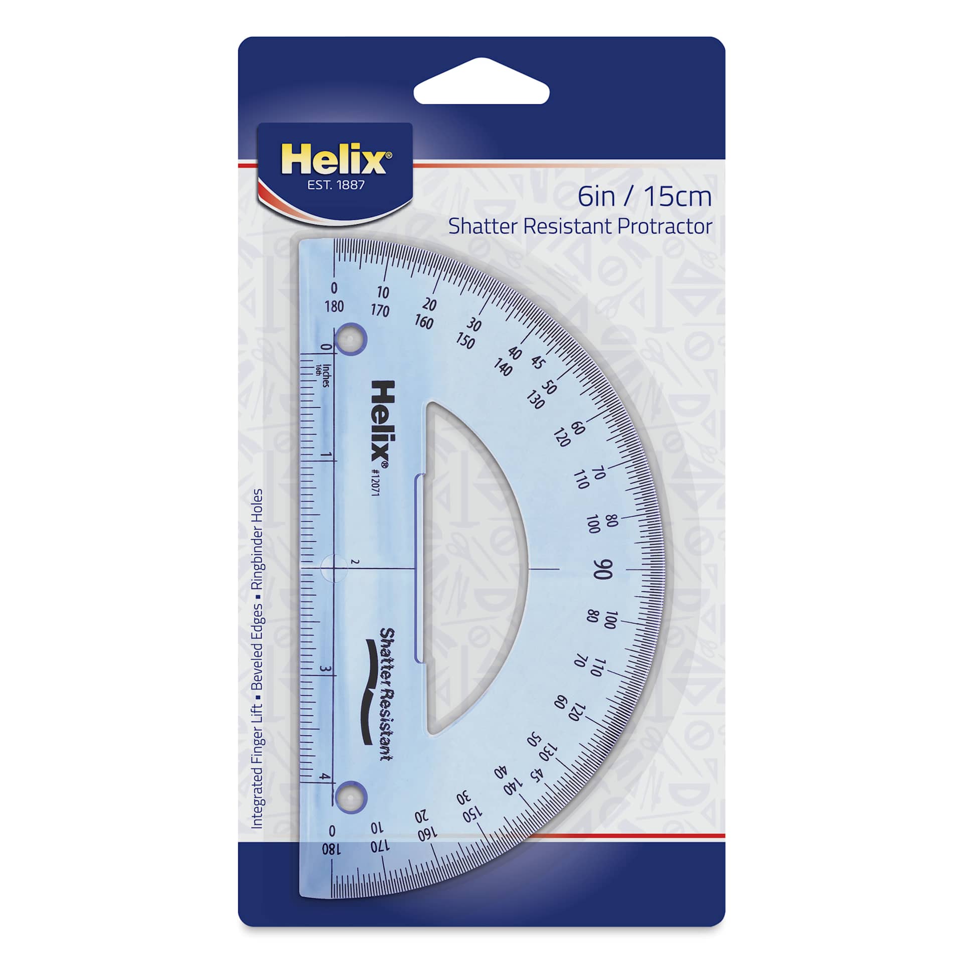Helix Shatter Resistant Protractor - 6", front of packaging