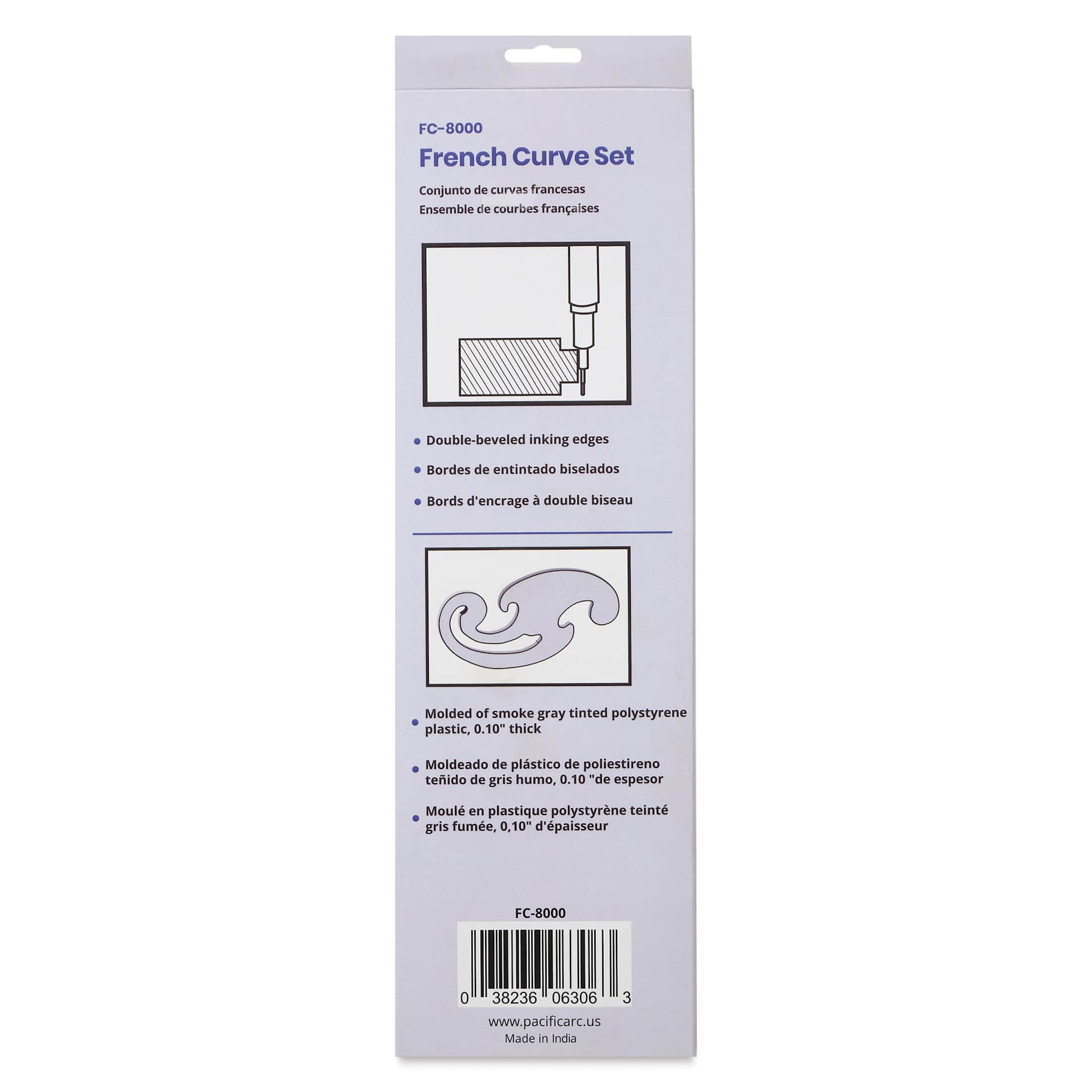 Pacific Arc French Curves - Set of 8, back of packaging