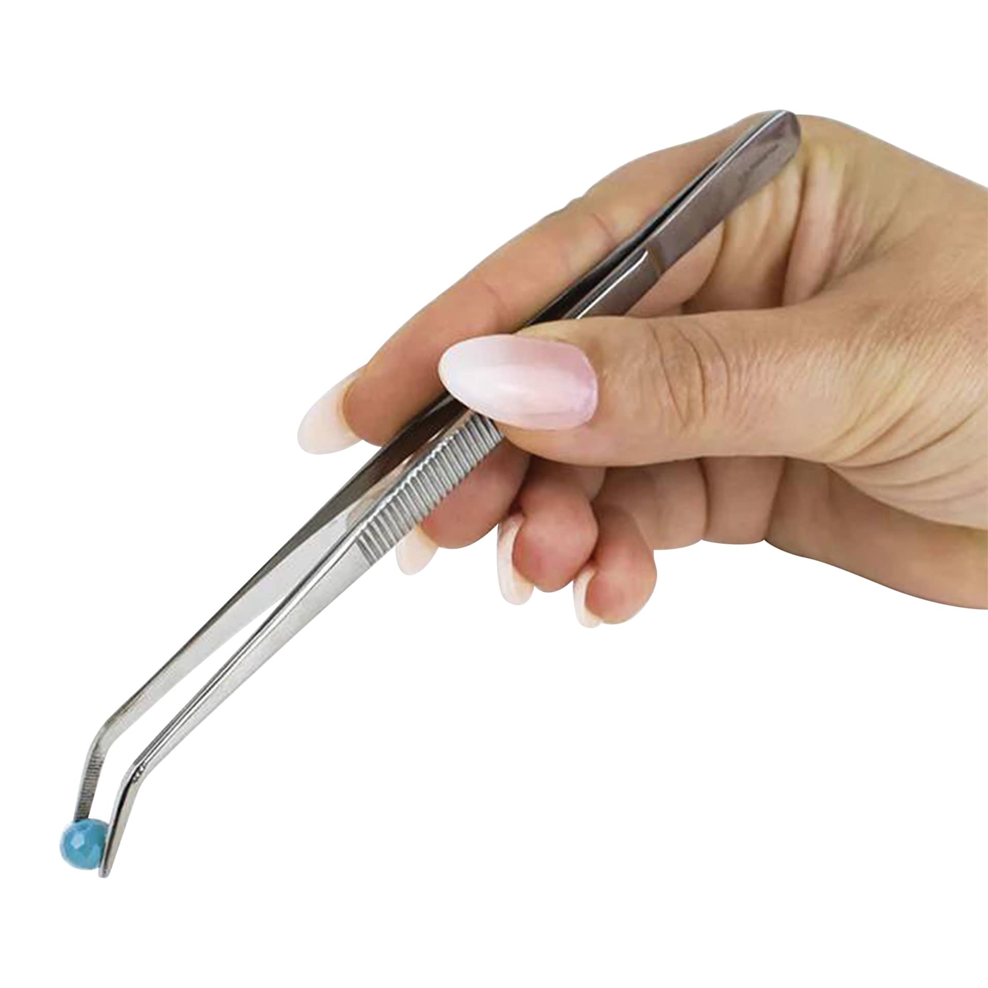 Excel Blades Curved Point Tweezers - 6" being held