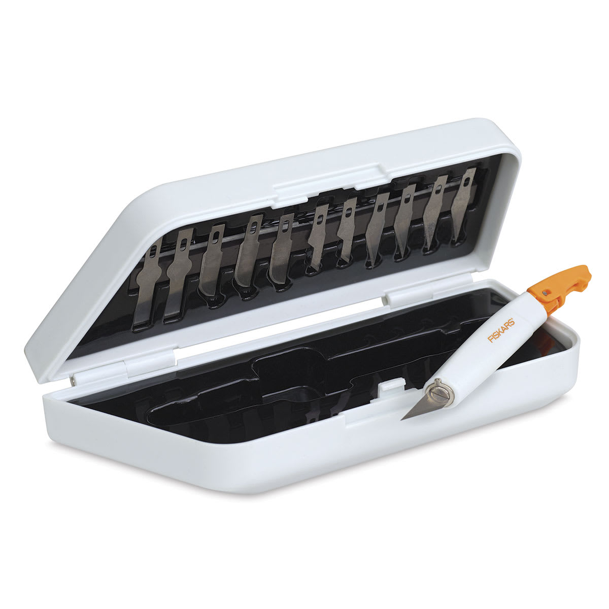 Fiskars Craft Knife Kit - Medium-Duty Kit open with Knife removed from tray