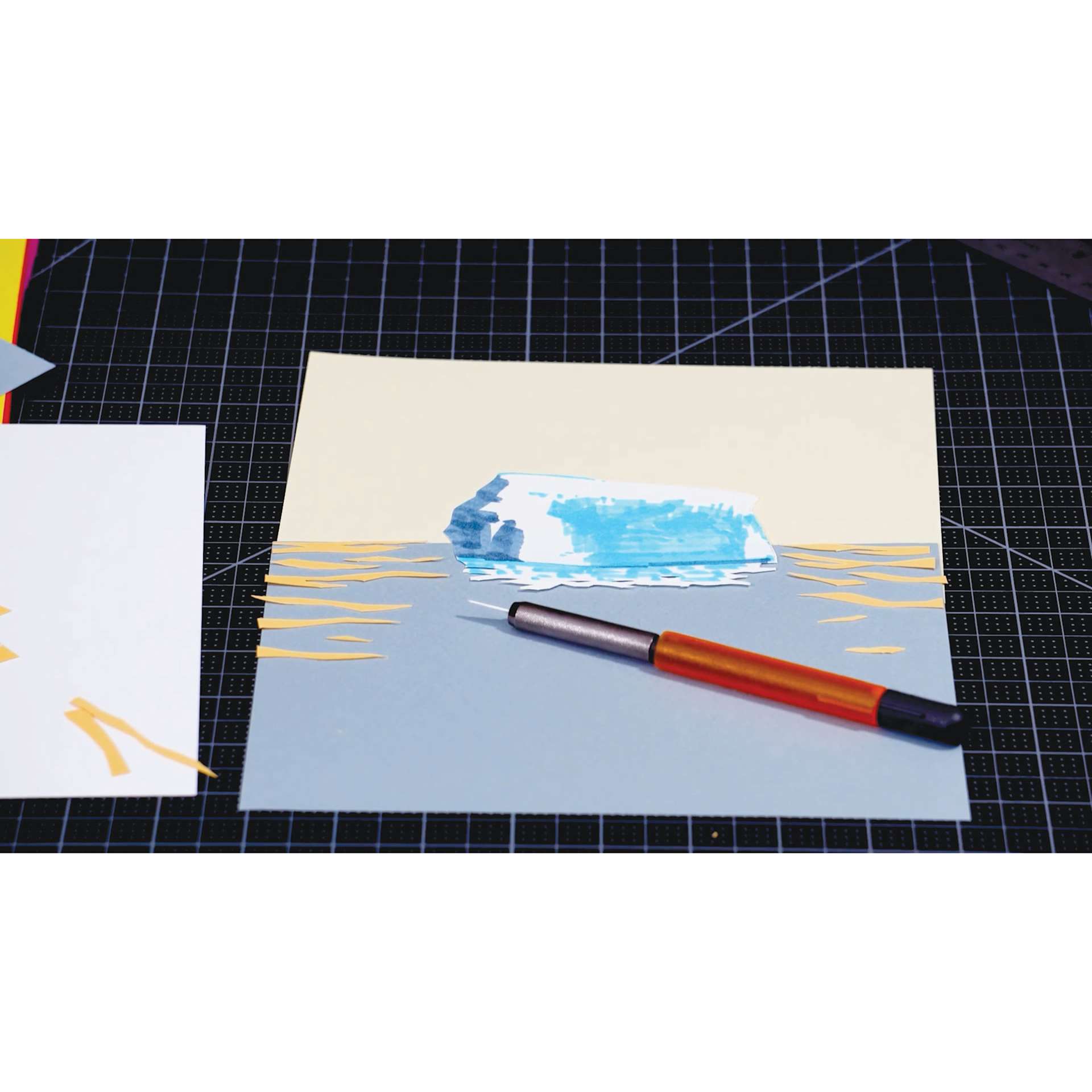 Slice Ceramic Craft Knife, with drawing on cutting mat