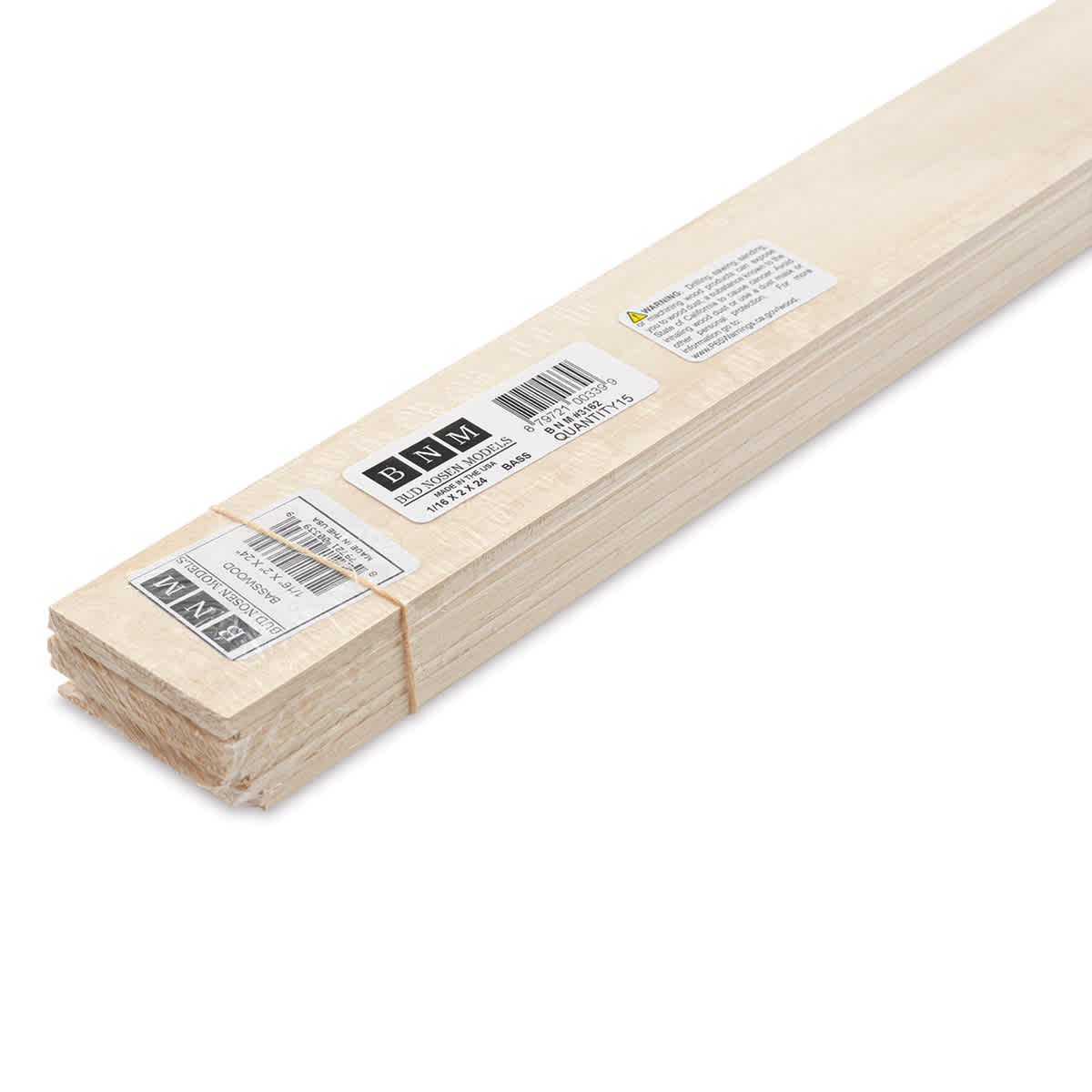 Bud Nosen Basswood Sheets - 1/16" x 2" x 24", 15 Sheets - close-up
