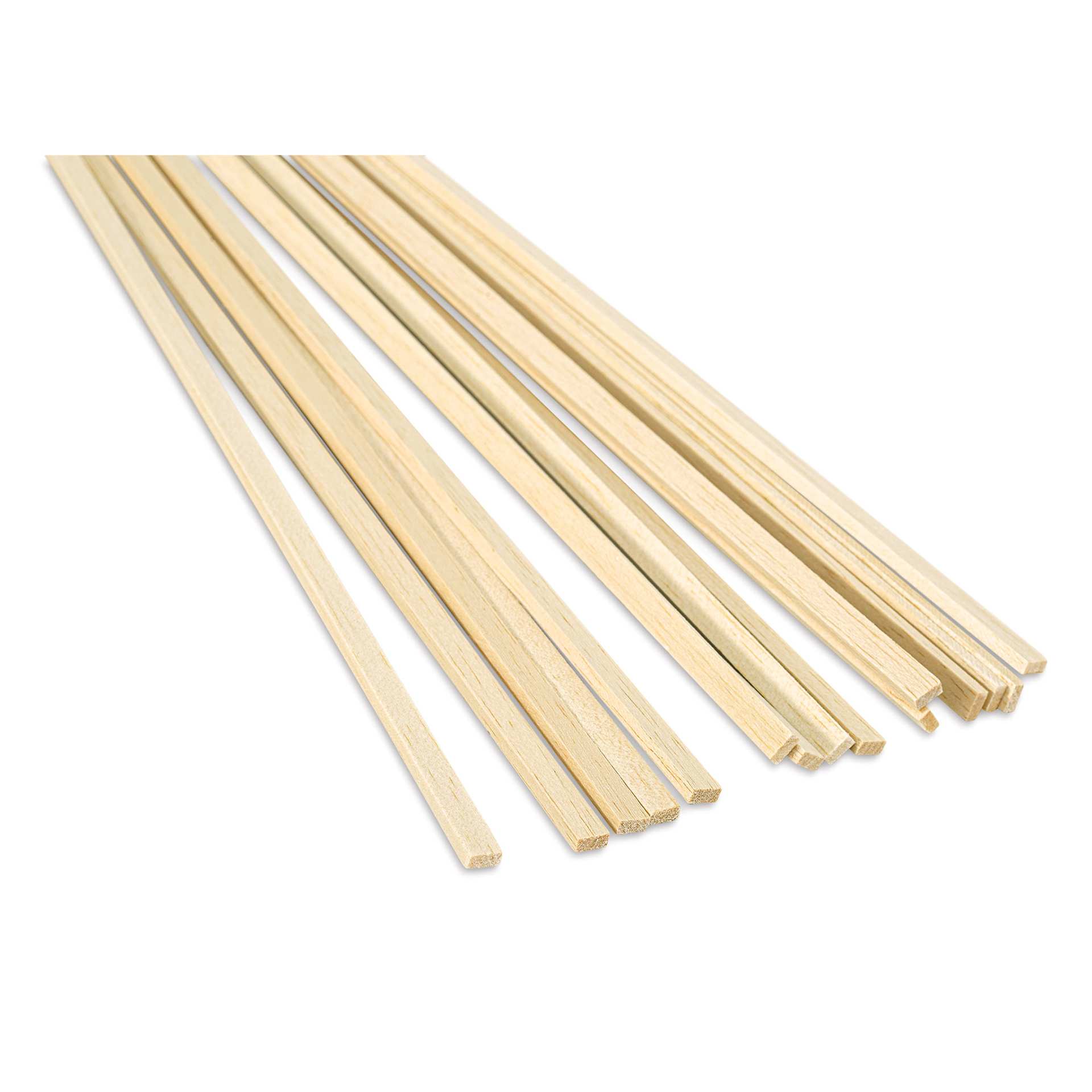 Bud Nosen Balsa Wood Sticks - 3/16" x 3/8" x 36", Pkg of 15 (view of the ends)
