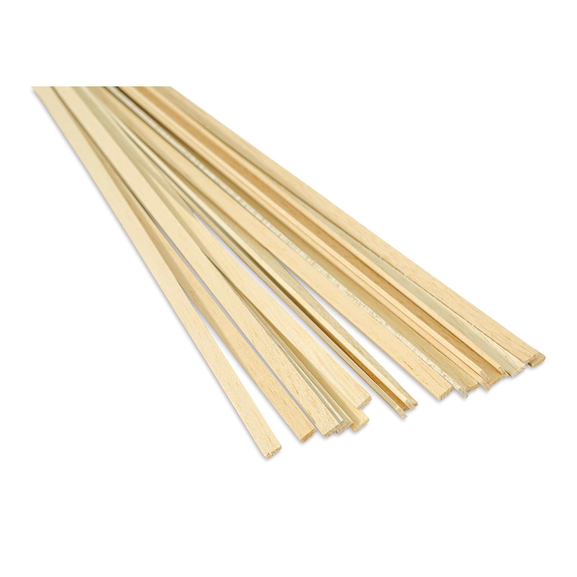 Bud Nosen Balsa Wood Sticks - 3/32" x 3/8" x 36", Pkg of 20 (view of the ends)