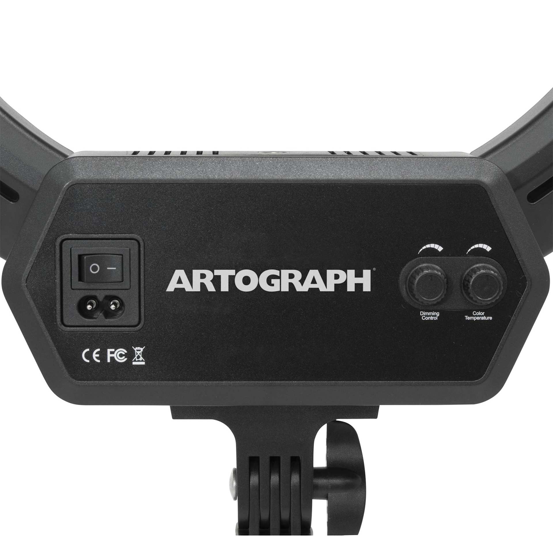 Artograph Ring Light with Floor Stand - 16" Diameter, back of the control panel. 