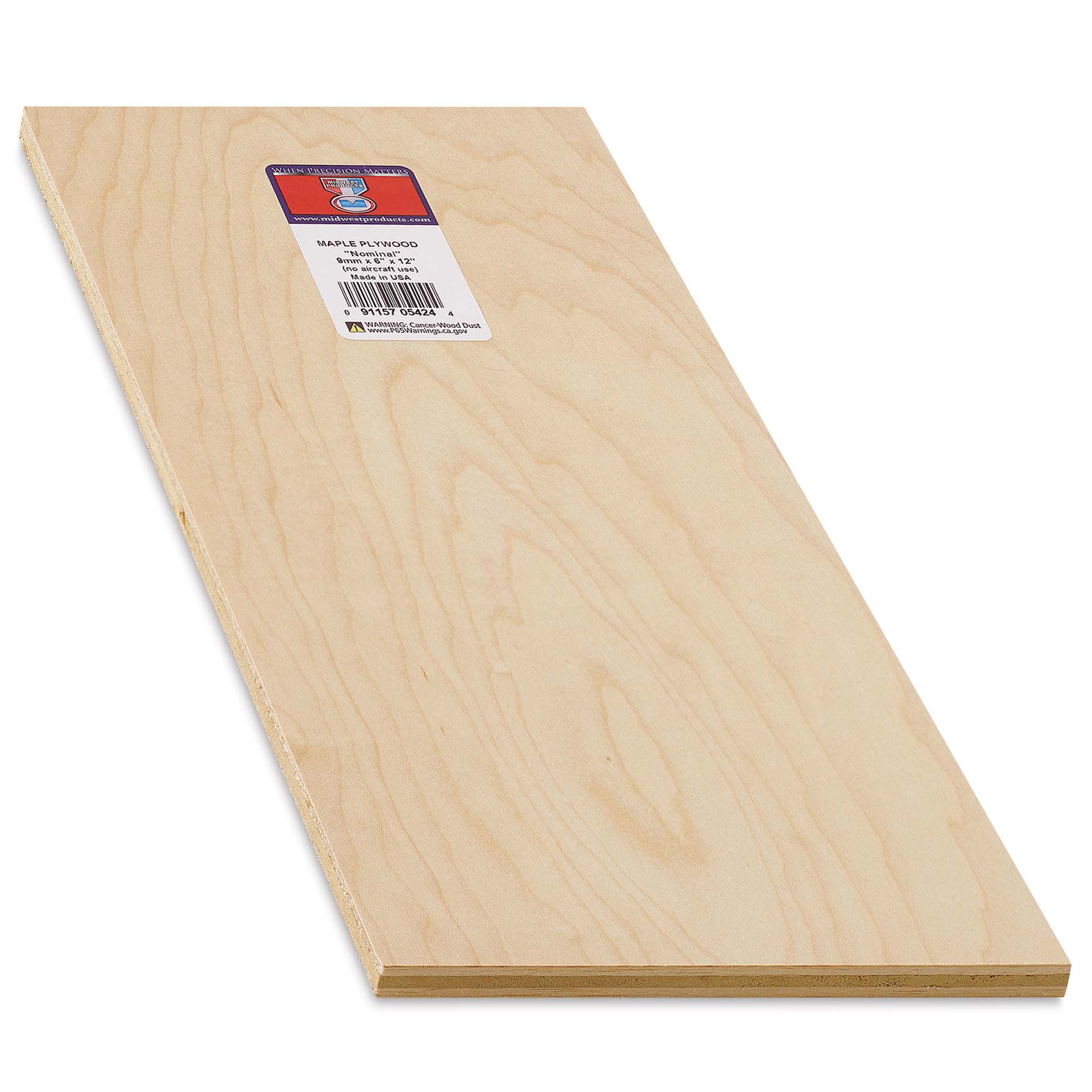 Midwest Products Maple Plywood - 3/8" x 6" x 12", showing thickness