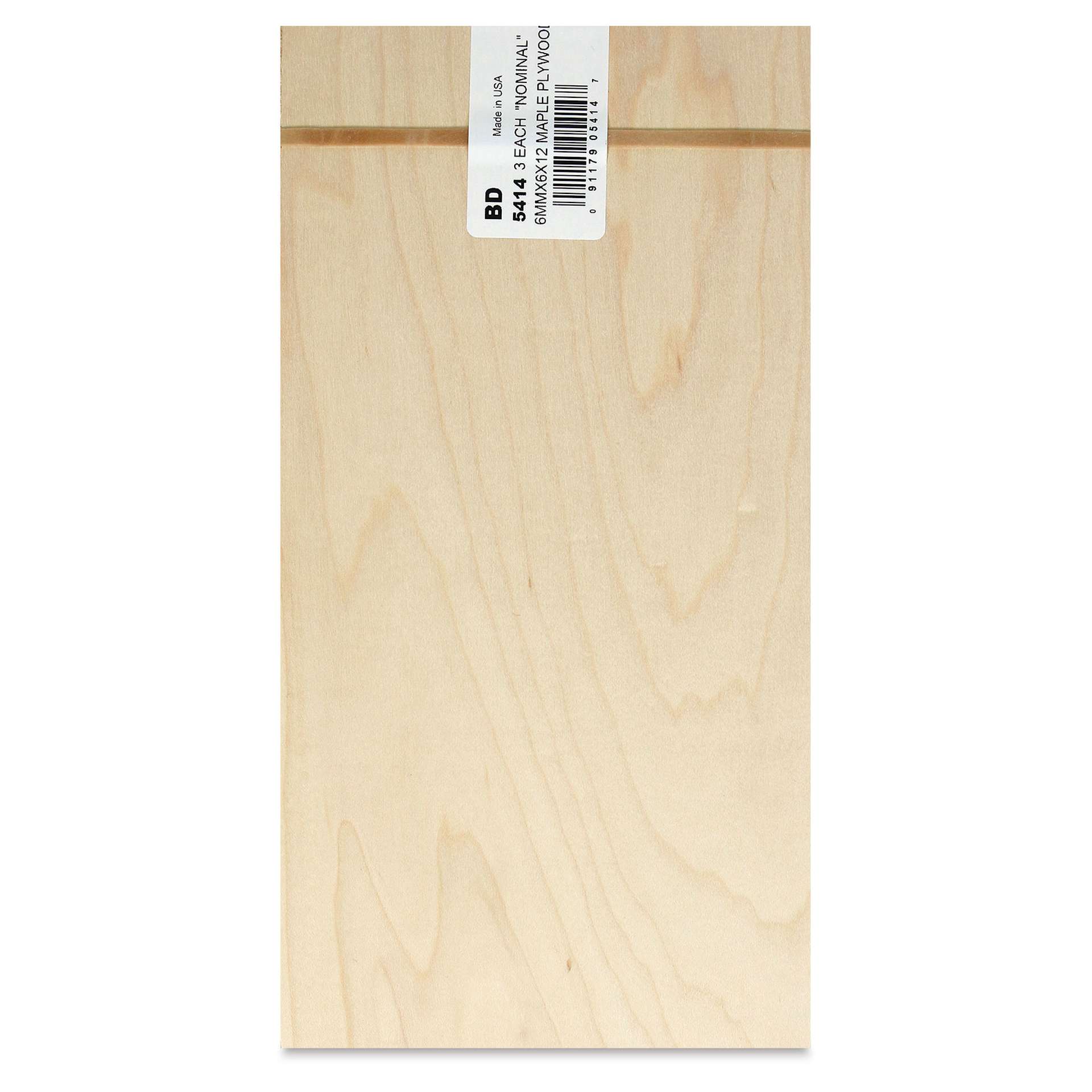 Midwest Products Maple Plywood - 1/4" x 6" x 12", featuring packaging label and rubber band