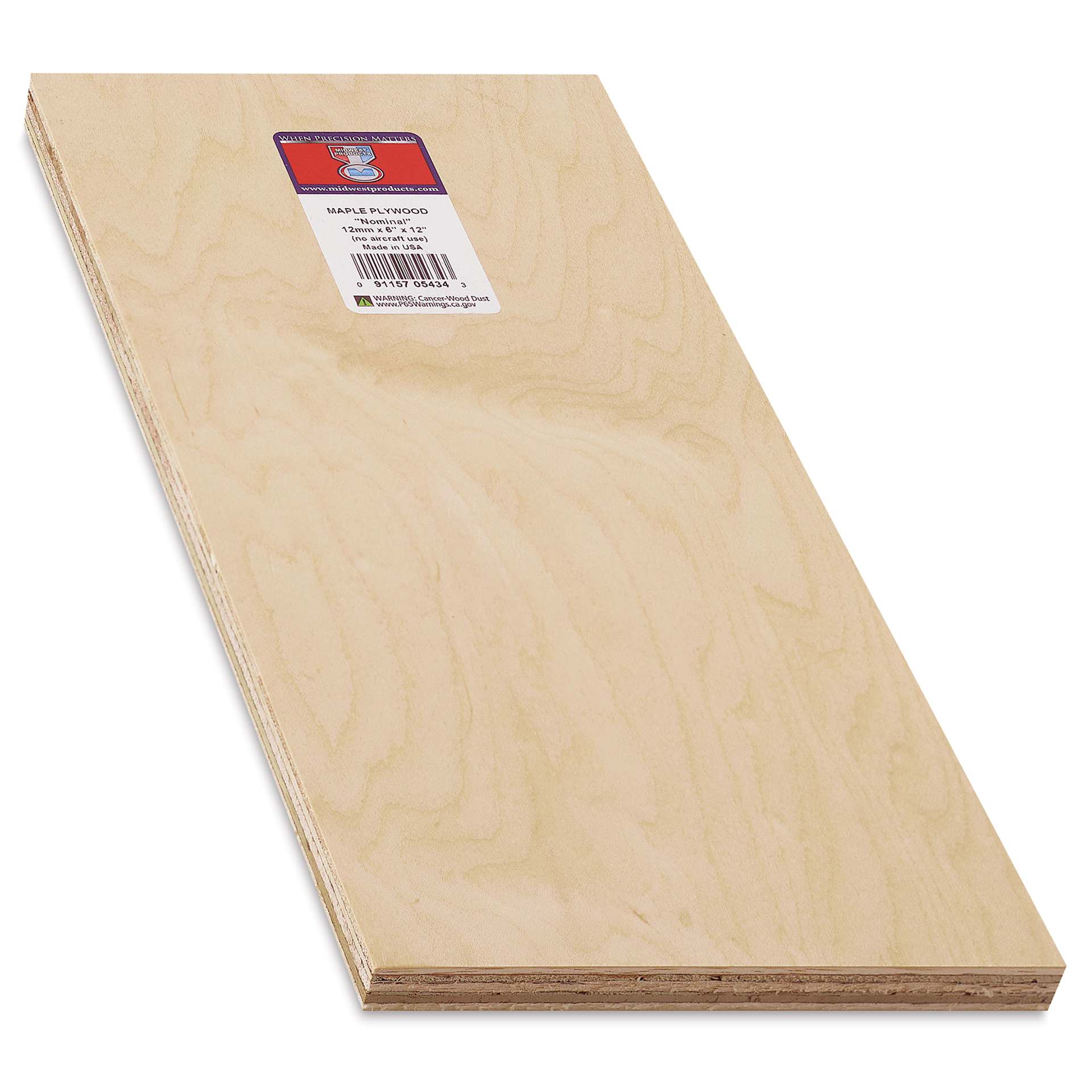 Midwest Products Maple Plywood - 1/2" x 6" x 12", showing thickness