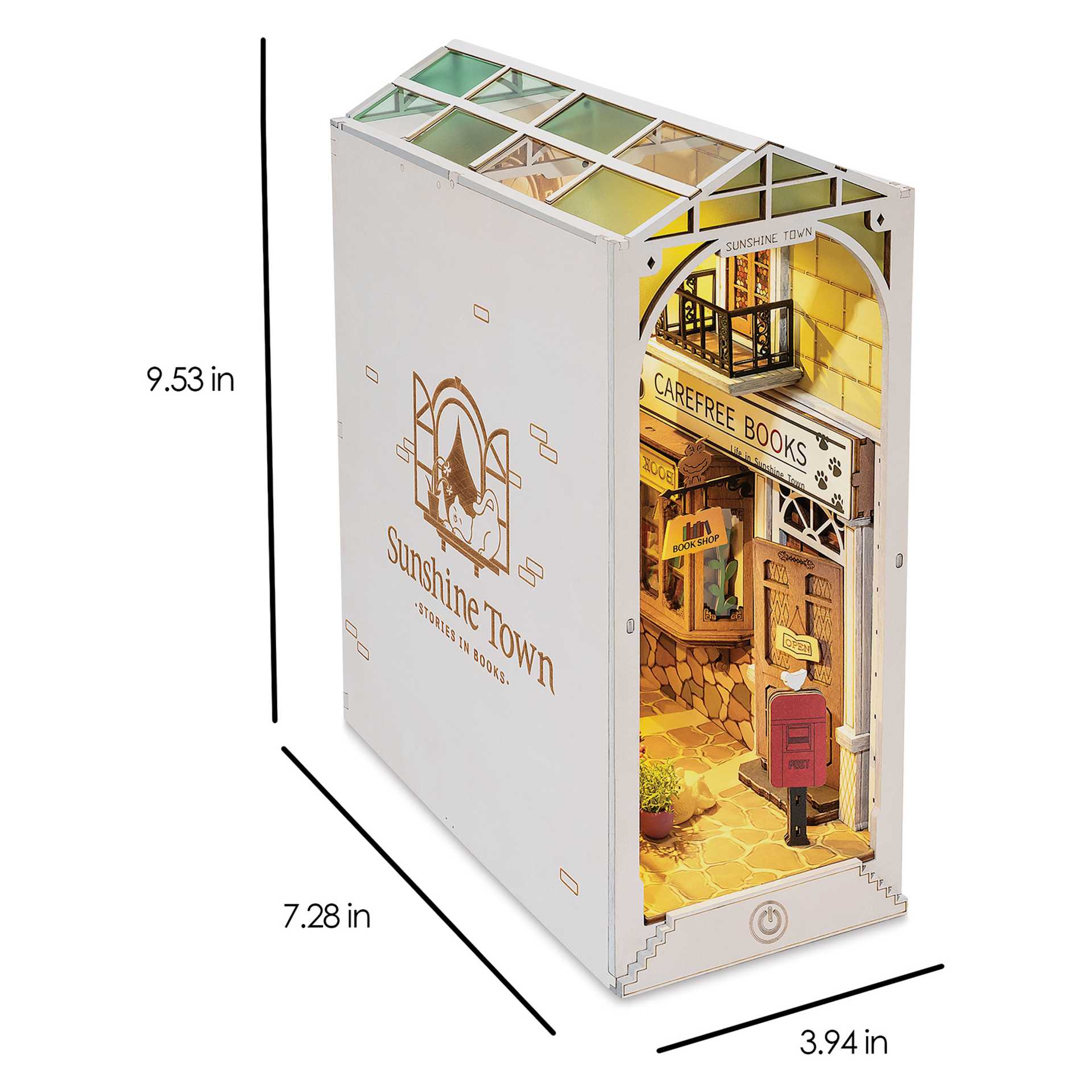 Rolife Sunshine Town DIY Book Nook Kit, dimensions