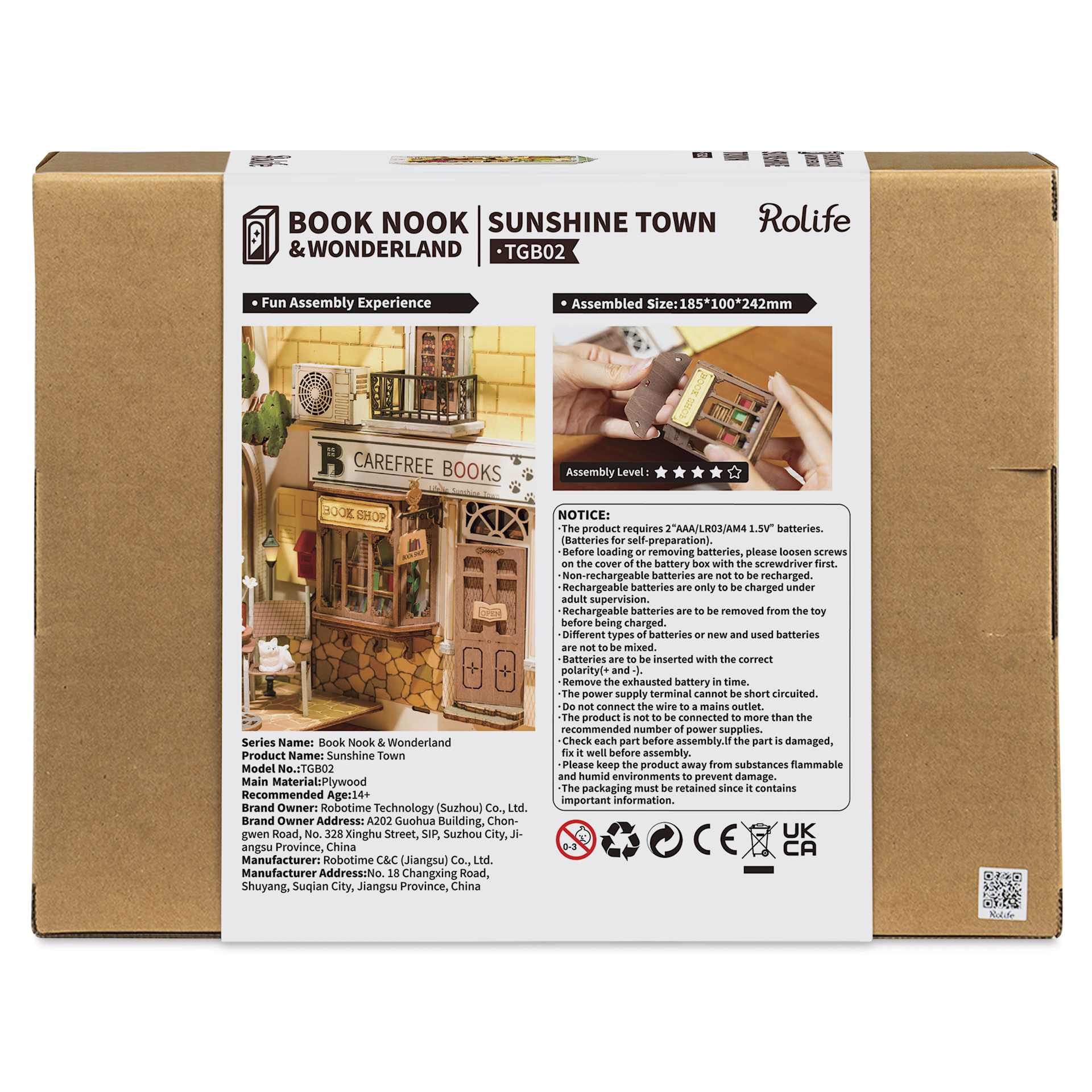 Rolife Sunshine Town DIY Book Nook Kit, inner packaging