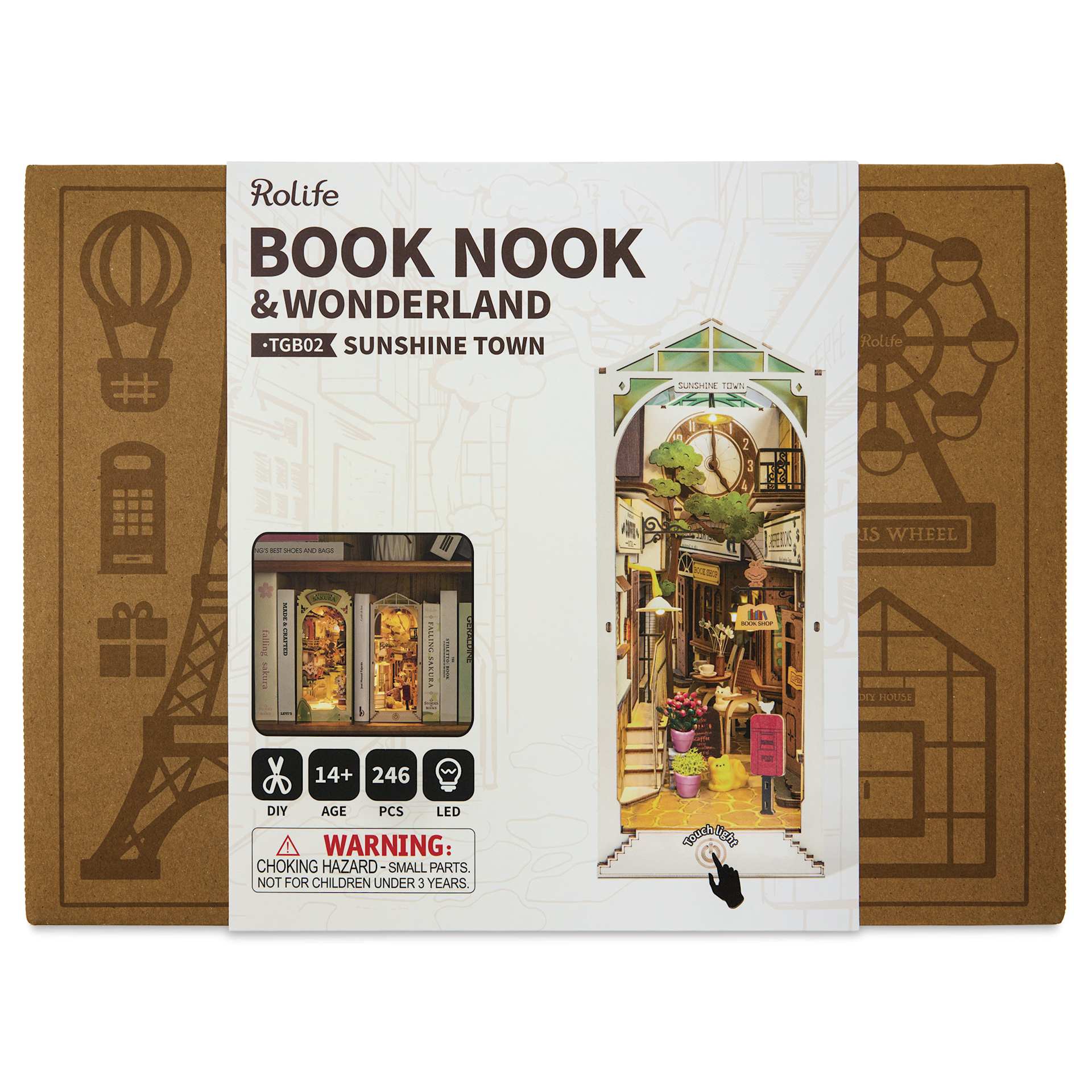 Rolife Sunshine Town DIY Book Nook Kit, front of packaging
