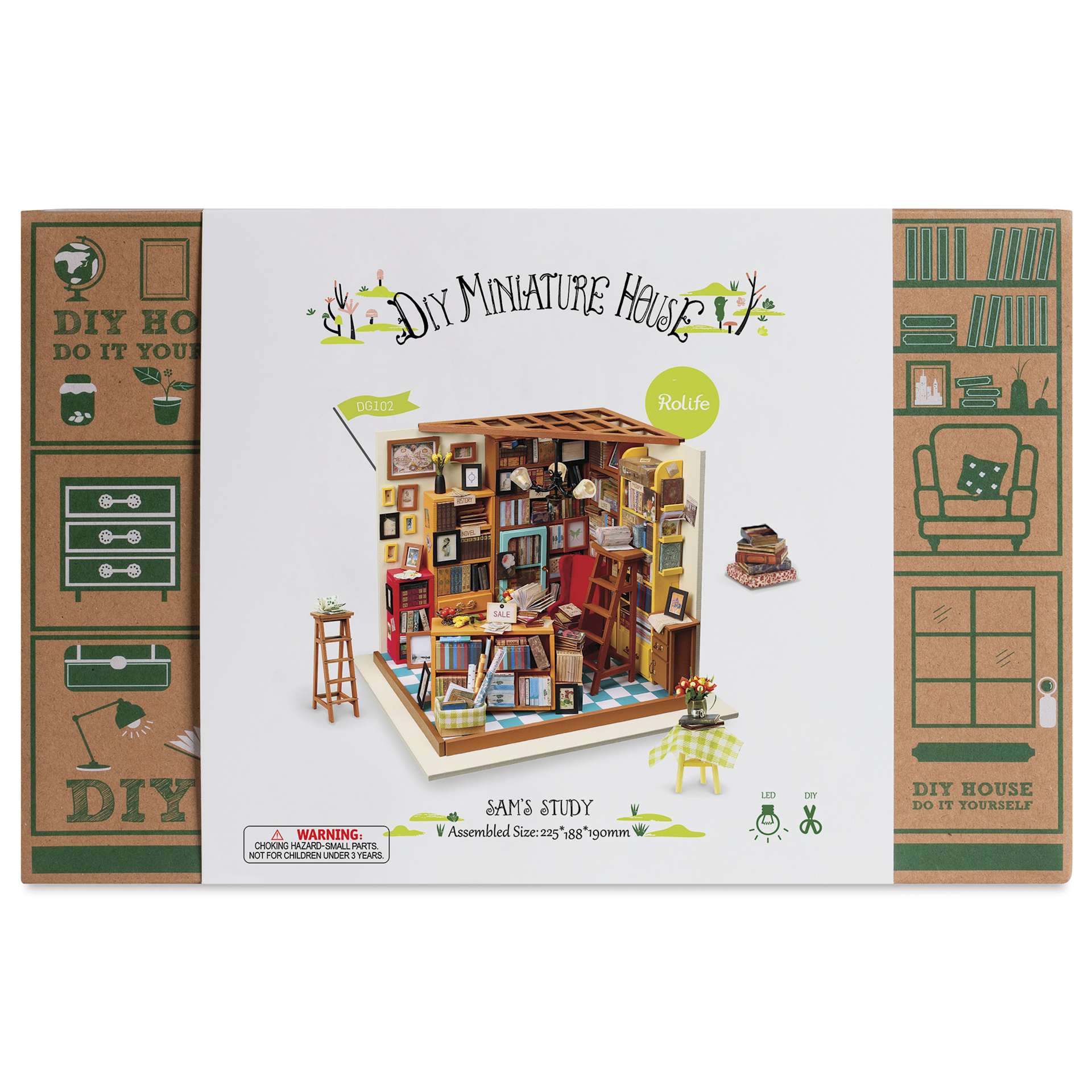 Rolife DIY Miniature House Kit - Sam's Study, front of package