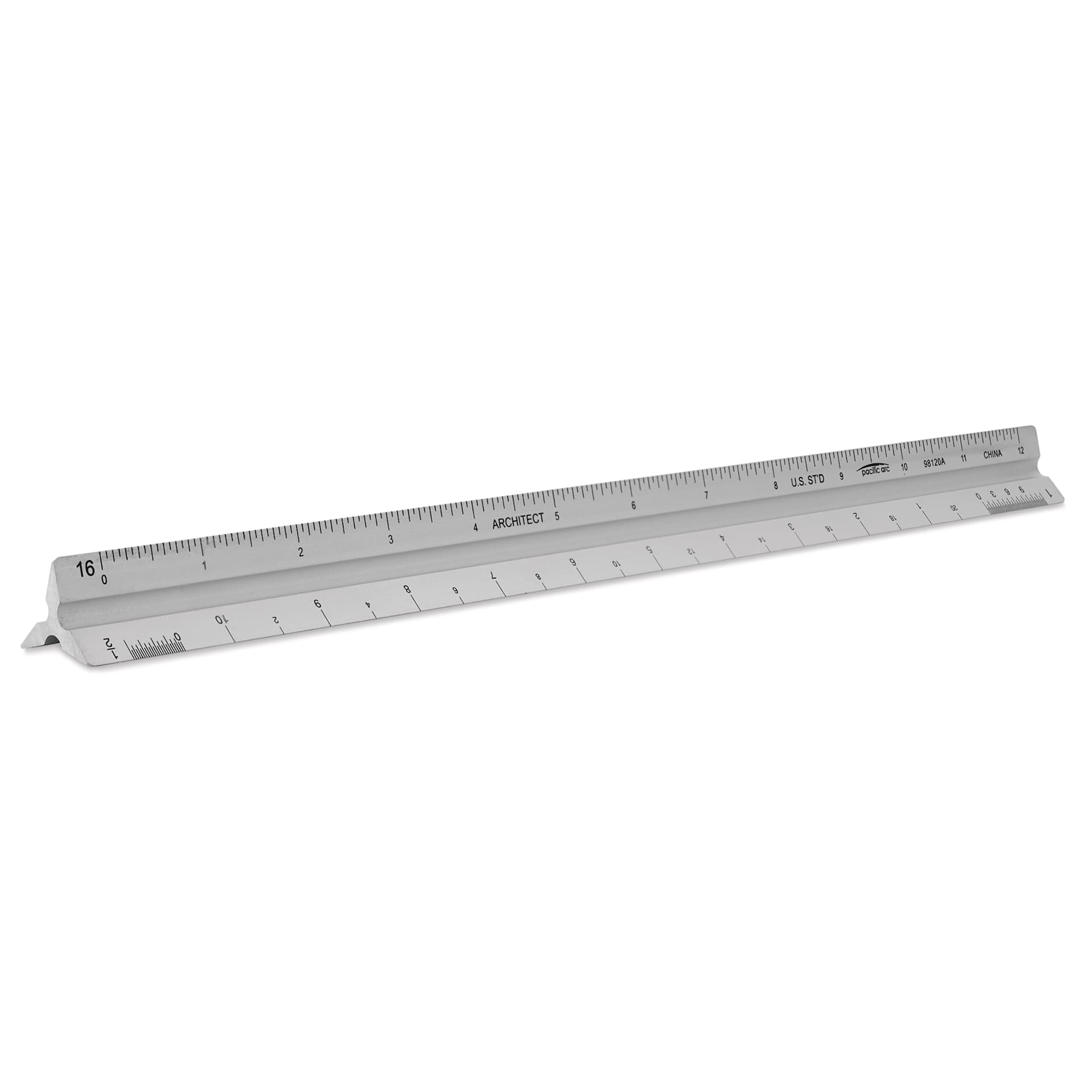 Pacific Arc Professional Architect Ruler - Aluminum, 12", laying flat