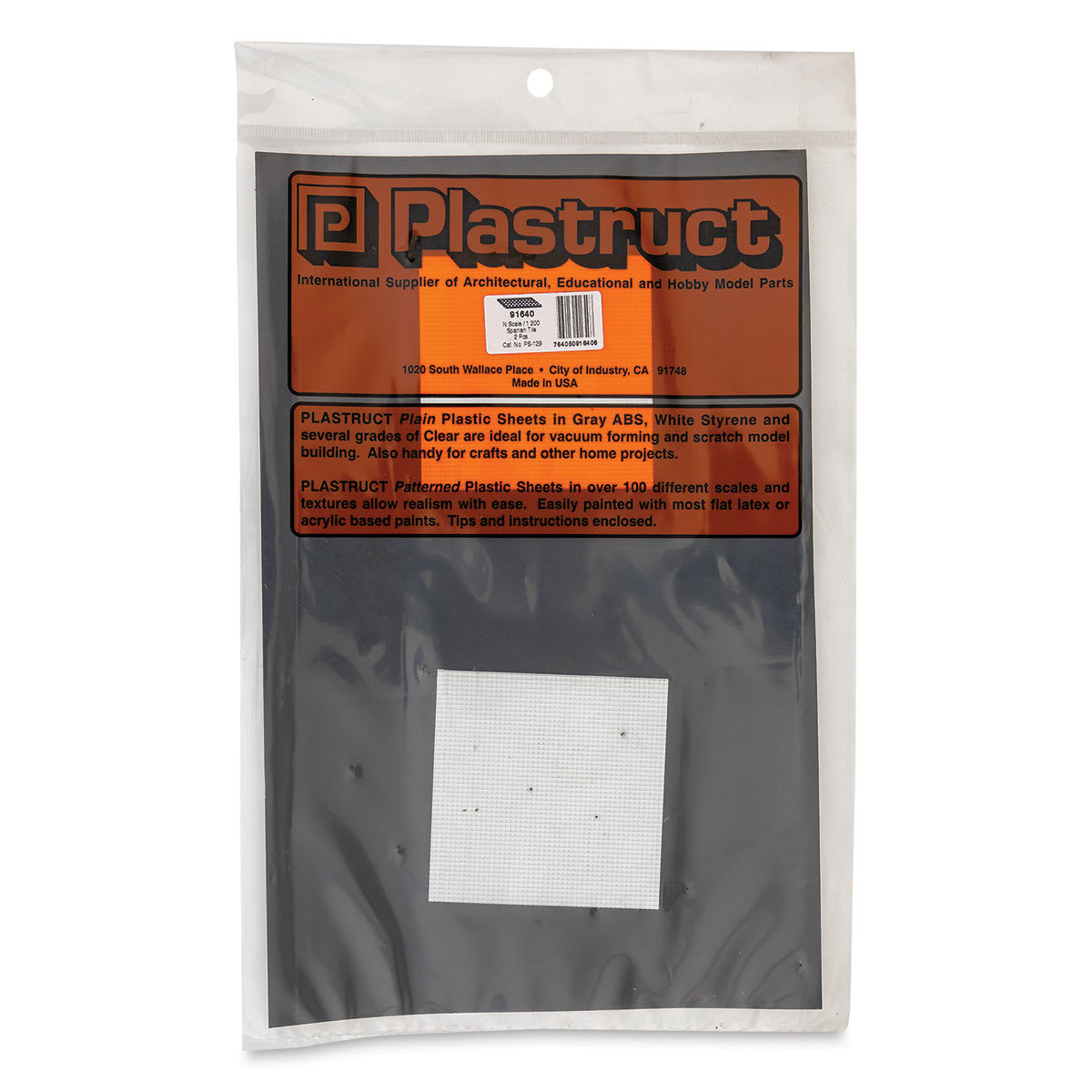Plastruct Patterned Sheets, Spanish Tile, 1:200 Scale - front of packaging