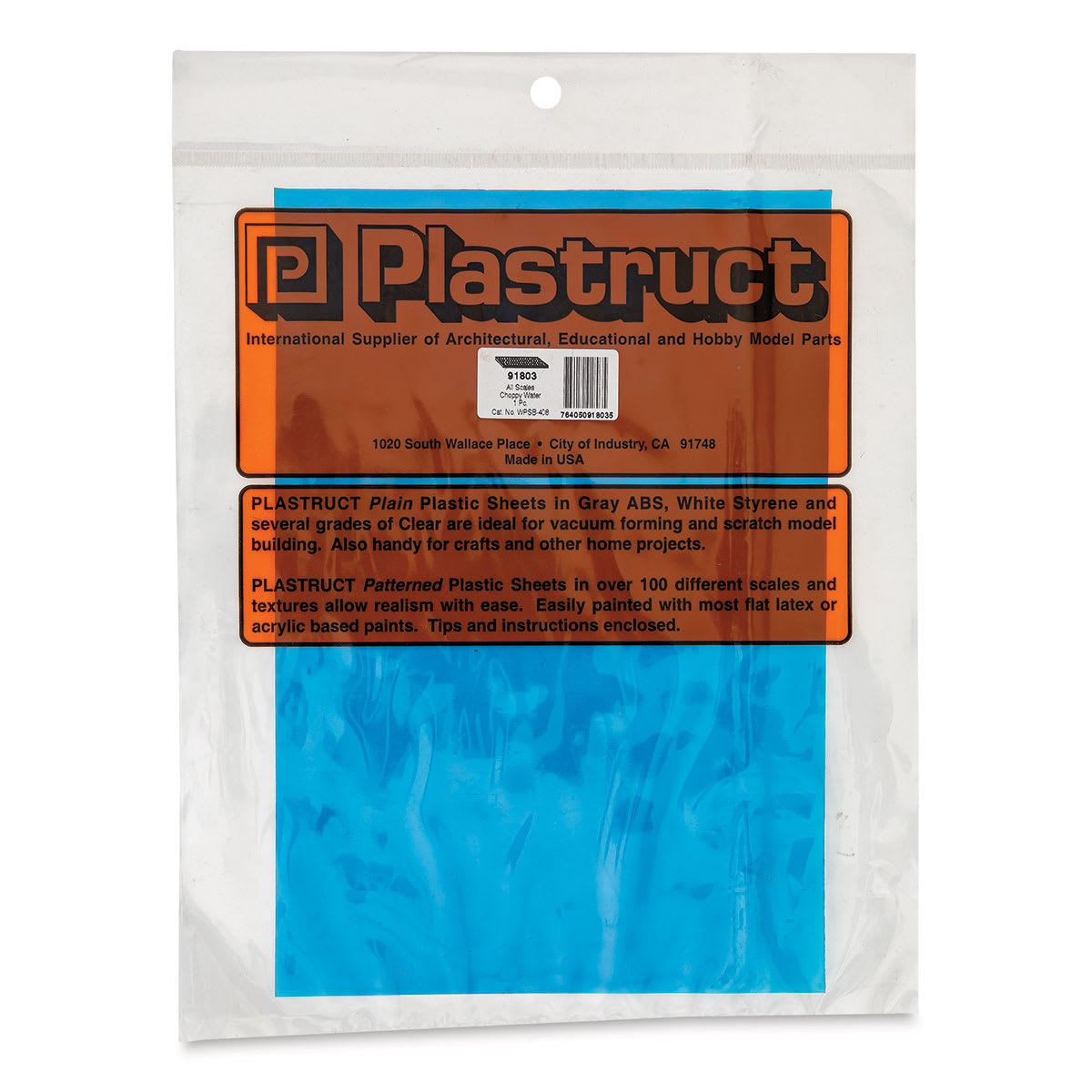 Plastruct Patterned Sheets, Water, Choppy/Deep, Blue, All Scale - front of packaging