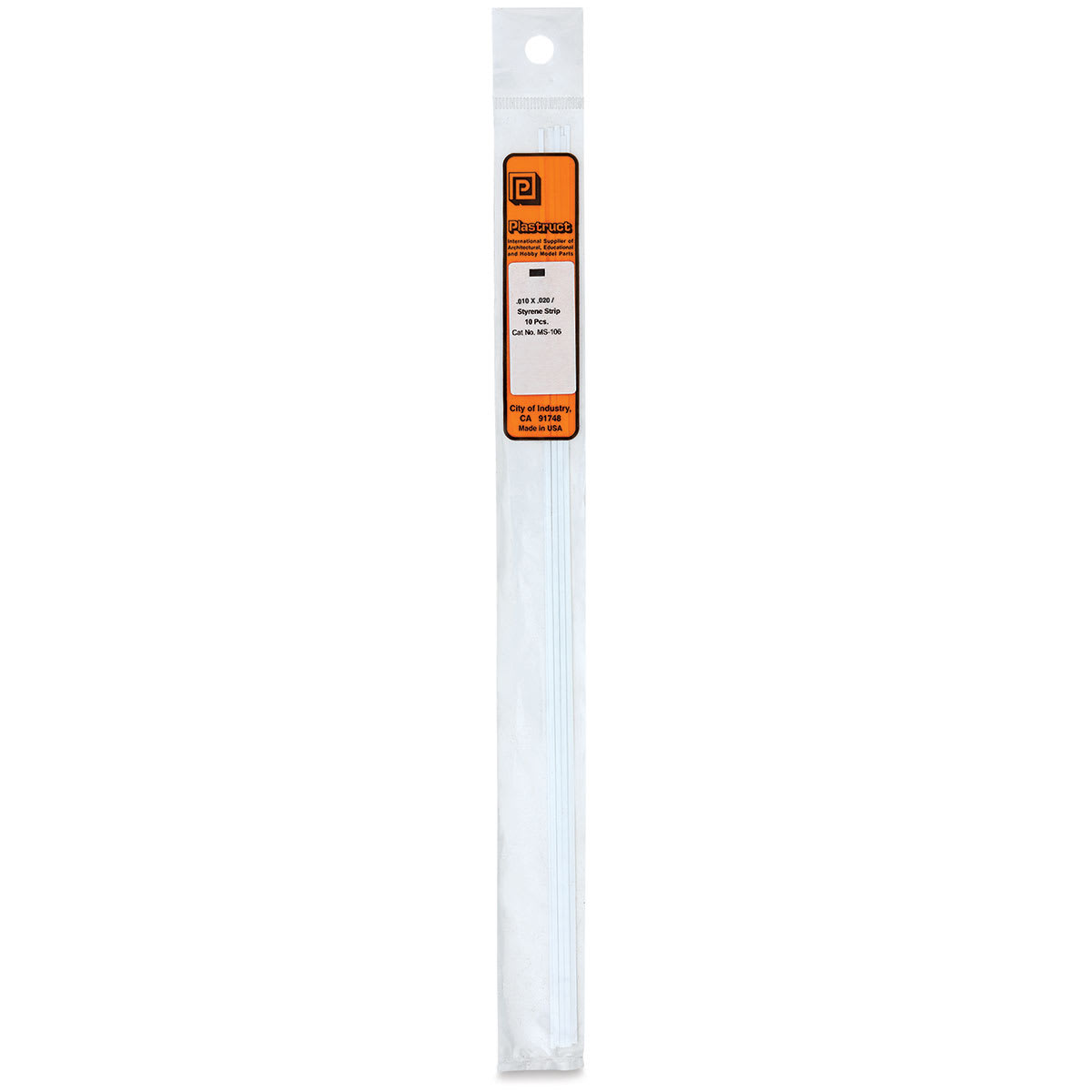 Plastruct Plastic Strip - Pkg of 10, 0.01" H × 0.02" W × 10" L