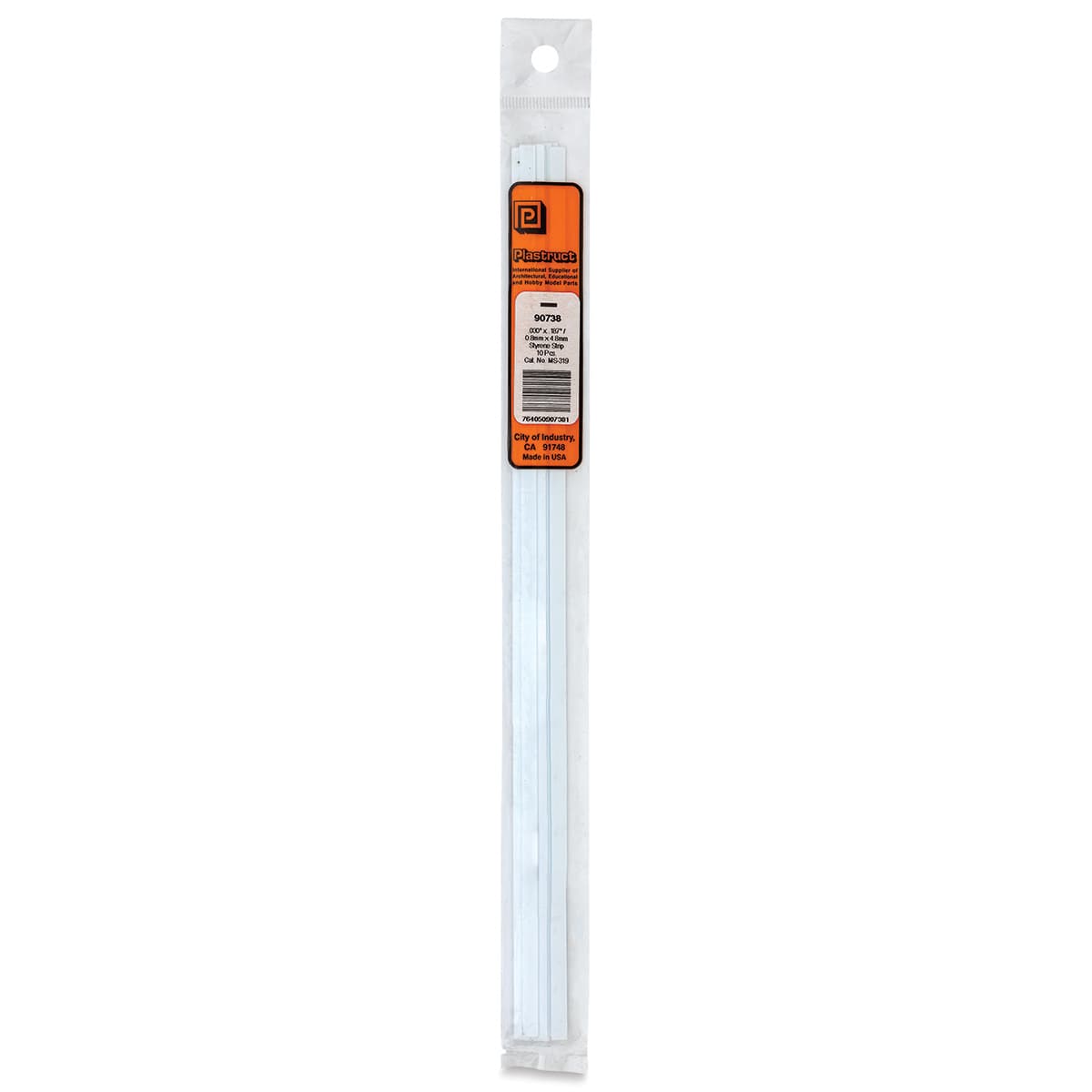 Plastruct Plastic Strip - Pkg of 10, 0.03" H × 0.187" W × 10" L - front of packaging