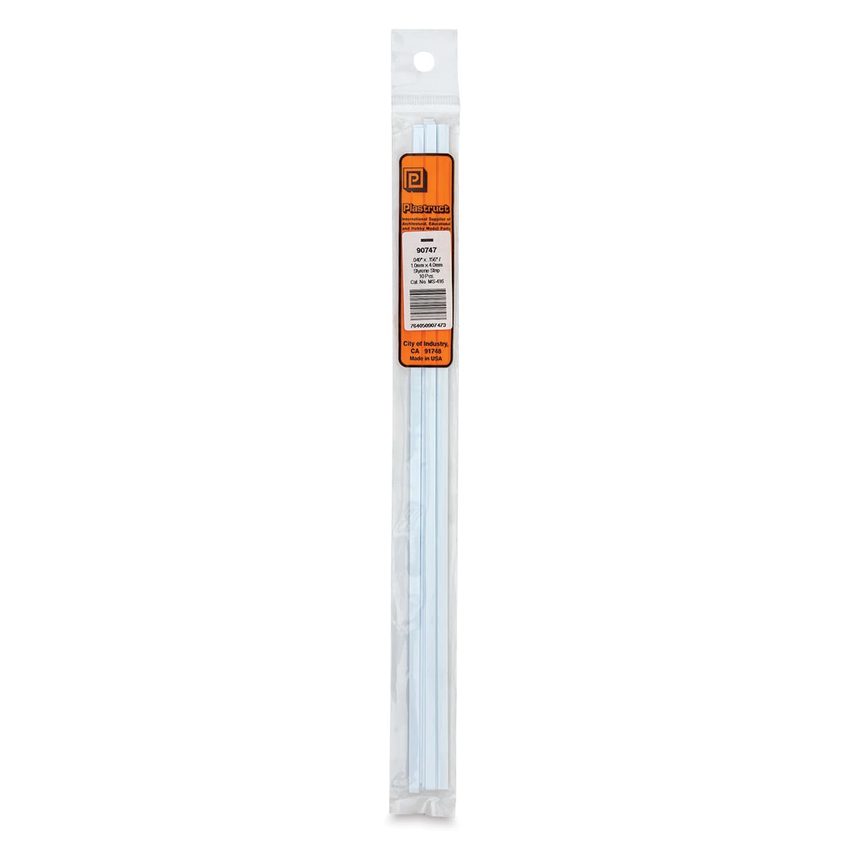 Plastruct Plastic Strip - Pkg of 10, 0.04" H × 0.156" W × 10" L - front of packaging