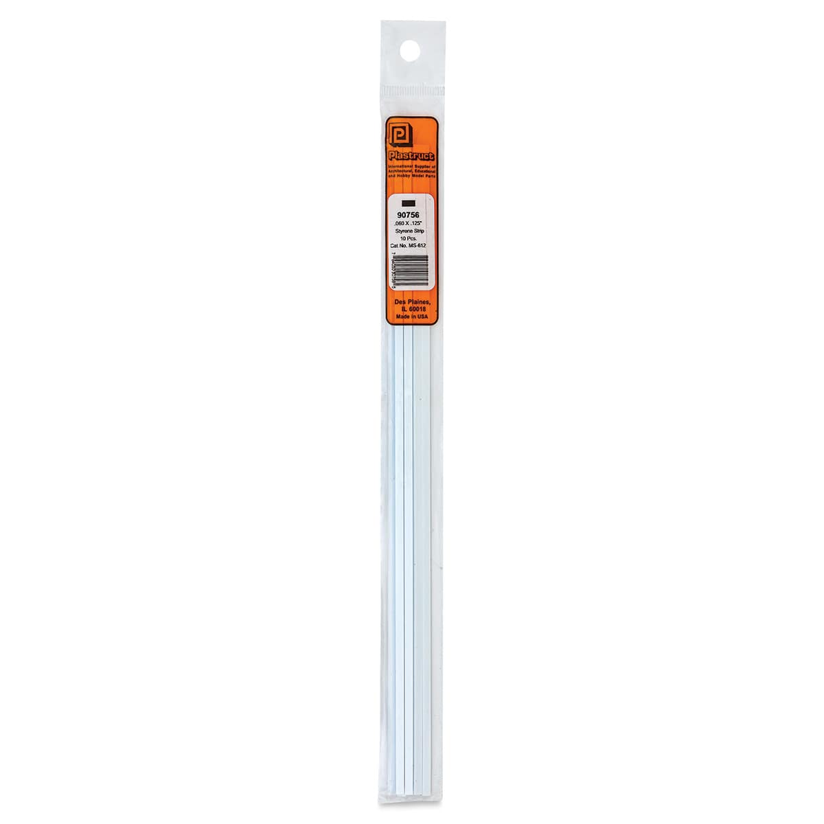 Plastruct Plastic Strip - Pkg of 10, 0.06" H × 0.125" W × 10" L