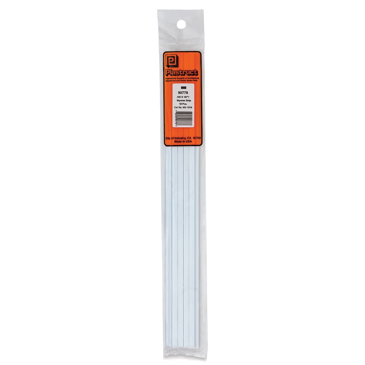 Plastruct Plastic Strip - Pkg of 10, 0.1" H × 0.187" W × 10" L