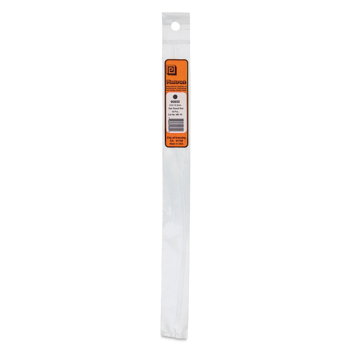 Plastruct Plastic Round Rod - Pkg of 10, 0.01" Dia × 10" L