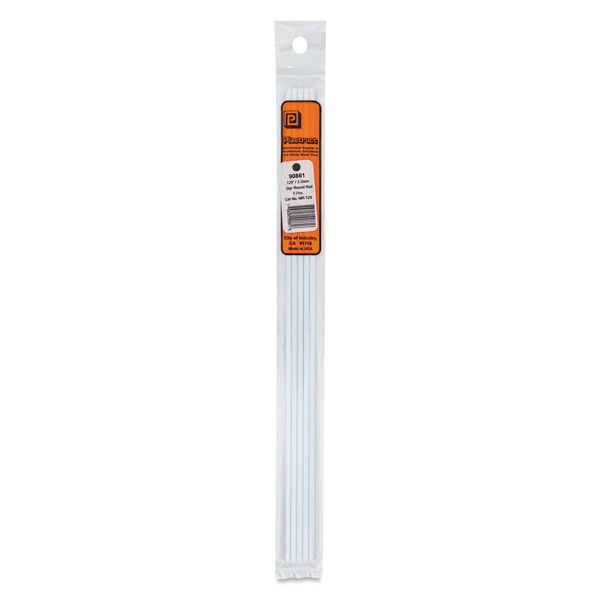 Plastruct Plastic Round Rod - Pkg of 5, 0.125" Dia × 10" L