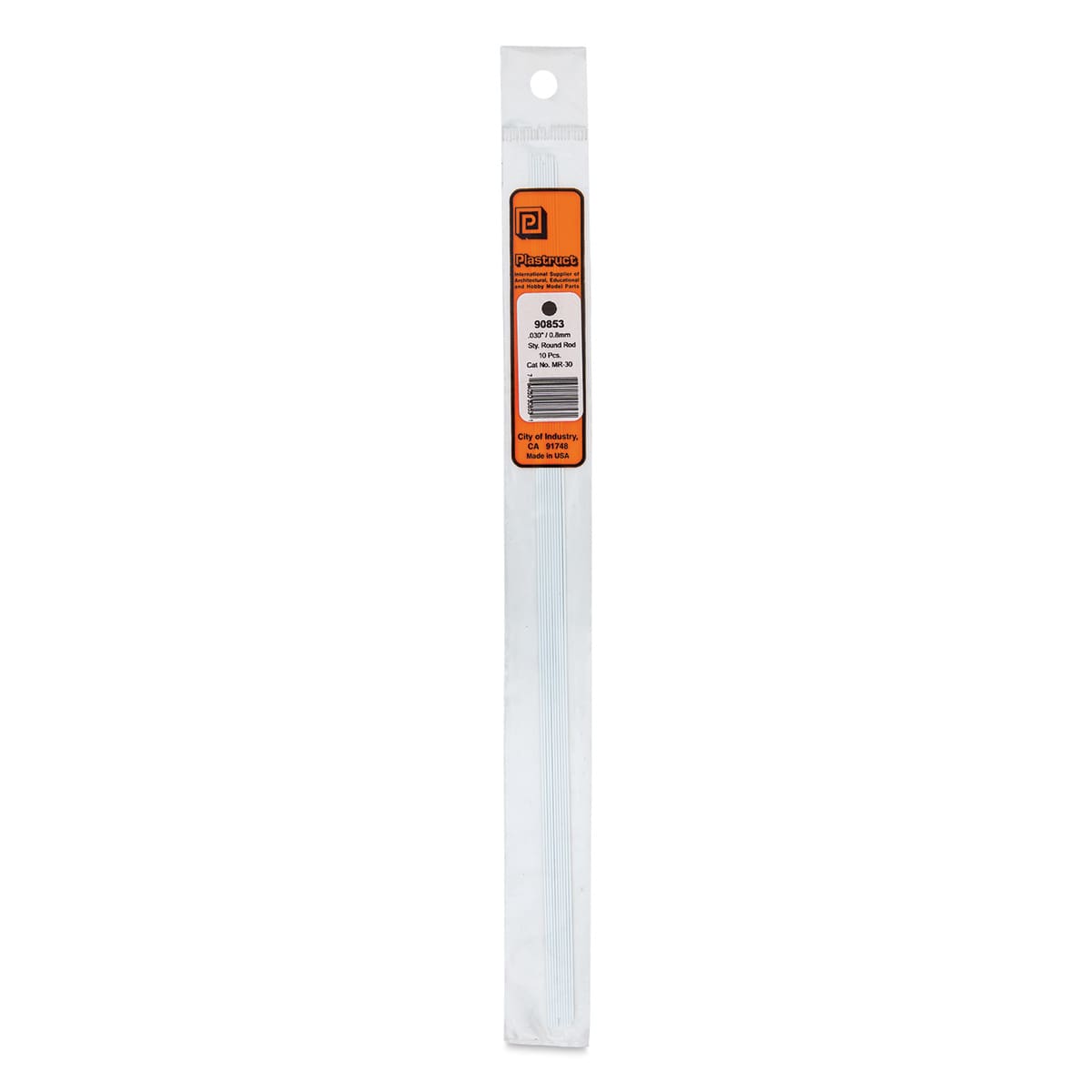 Plastruct Plastic Round Rod - Pkg of 10, 0.03" Dia × 10" L