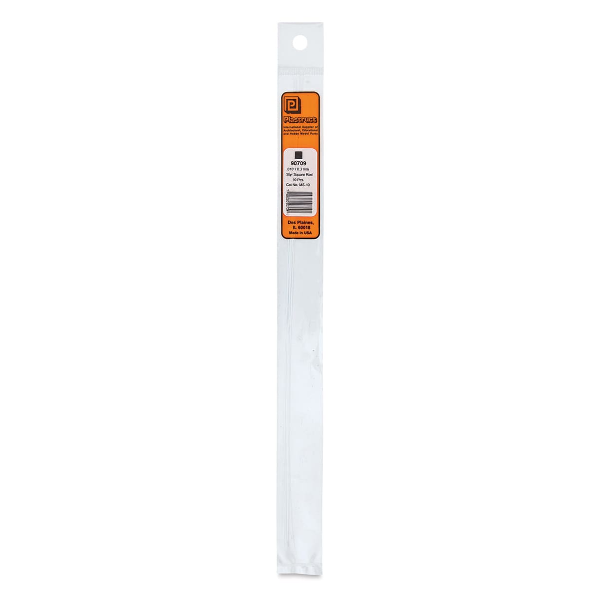 Plastruct Plastic Square Strip - Pkg of 10, 0.01" H × 0.01" W × 10" L