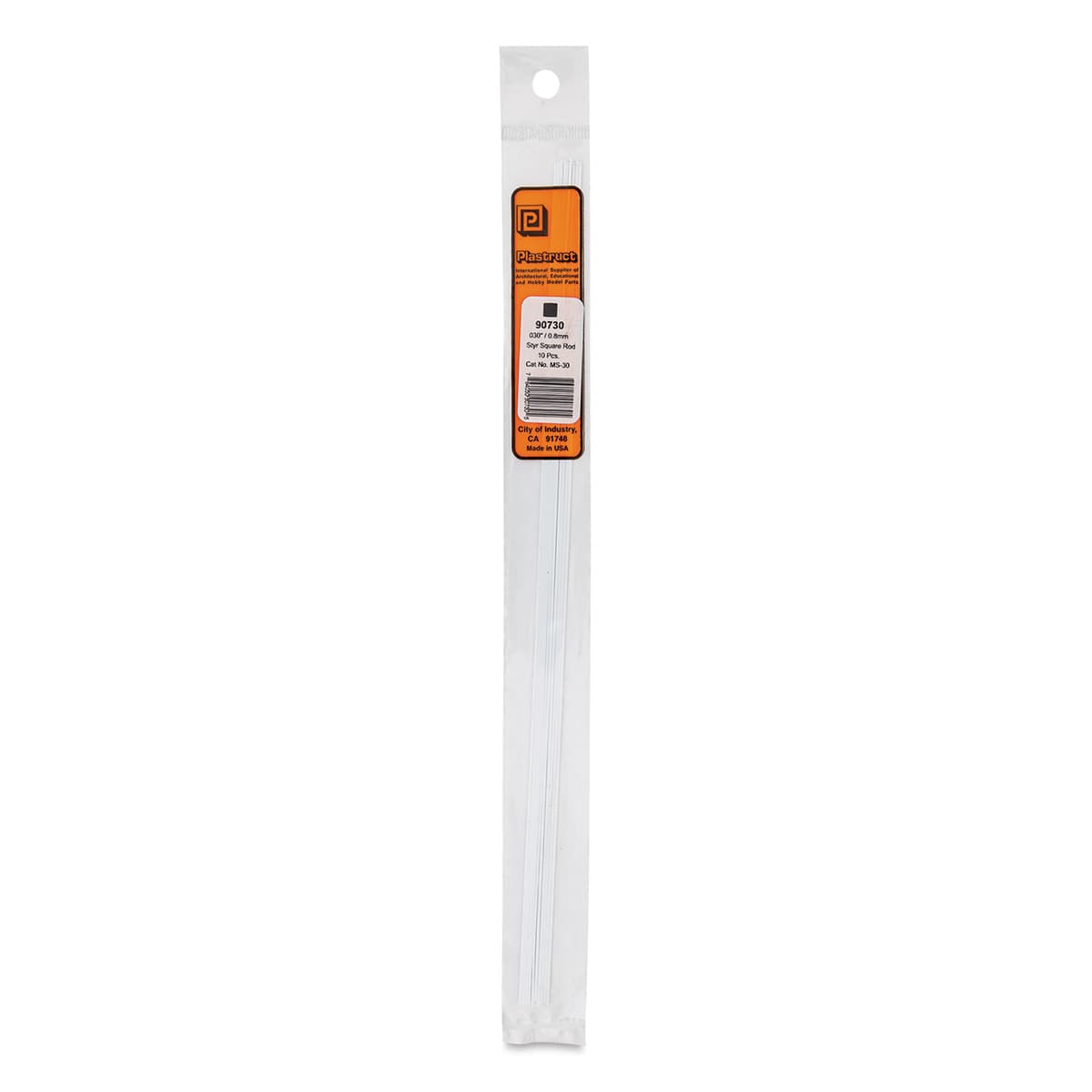 Plastruct Plastic Square Strip - Pkg of 10, 0.03" H × 0.03" W × 10" L