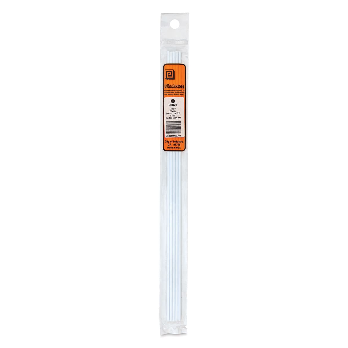 Plastruct Plastic Hexagon Rod - Pkg of 5, 0.1" W × 10" L