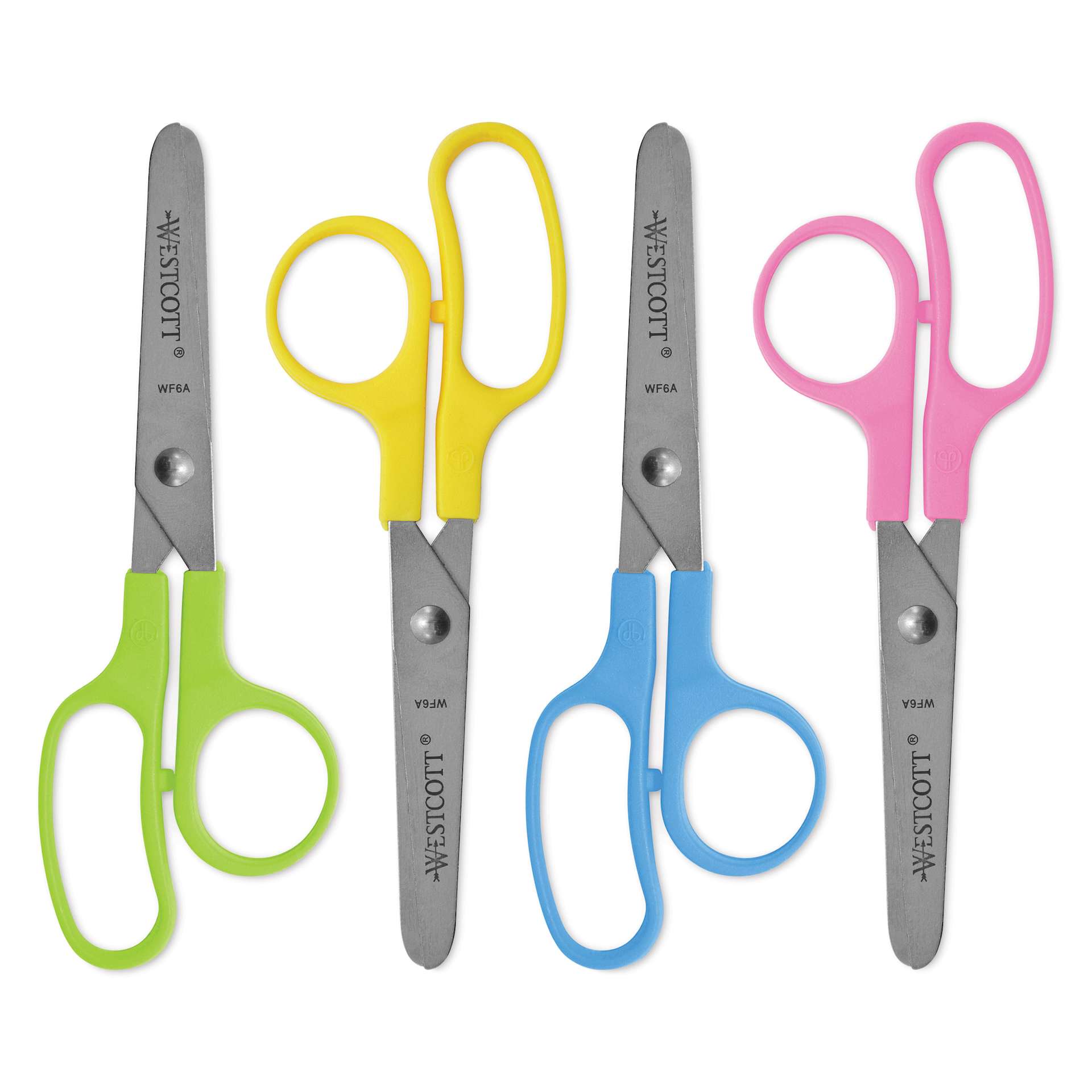 Acme Kleencut Kids' Scissors - Set of 12, with Rack, Blunt showing various colors