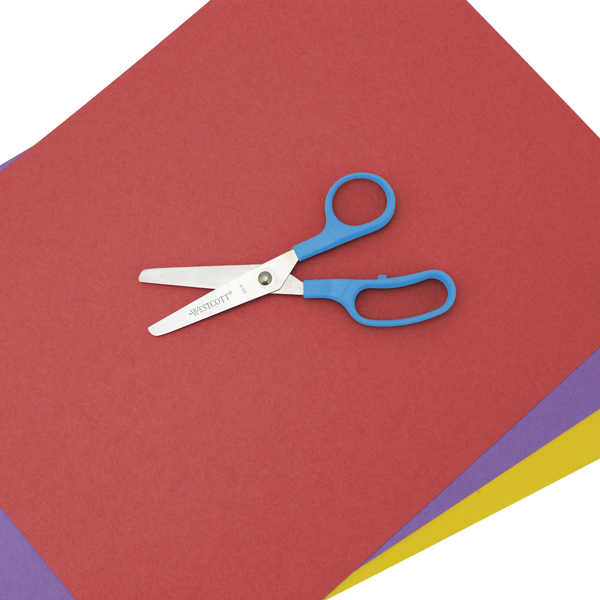 Acme Kleencut Kids' Scissors - Set of 12, with Rack, Blunt single pair open on paper