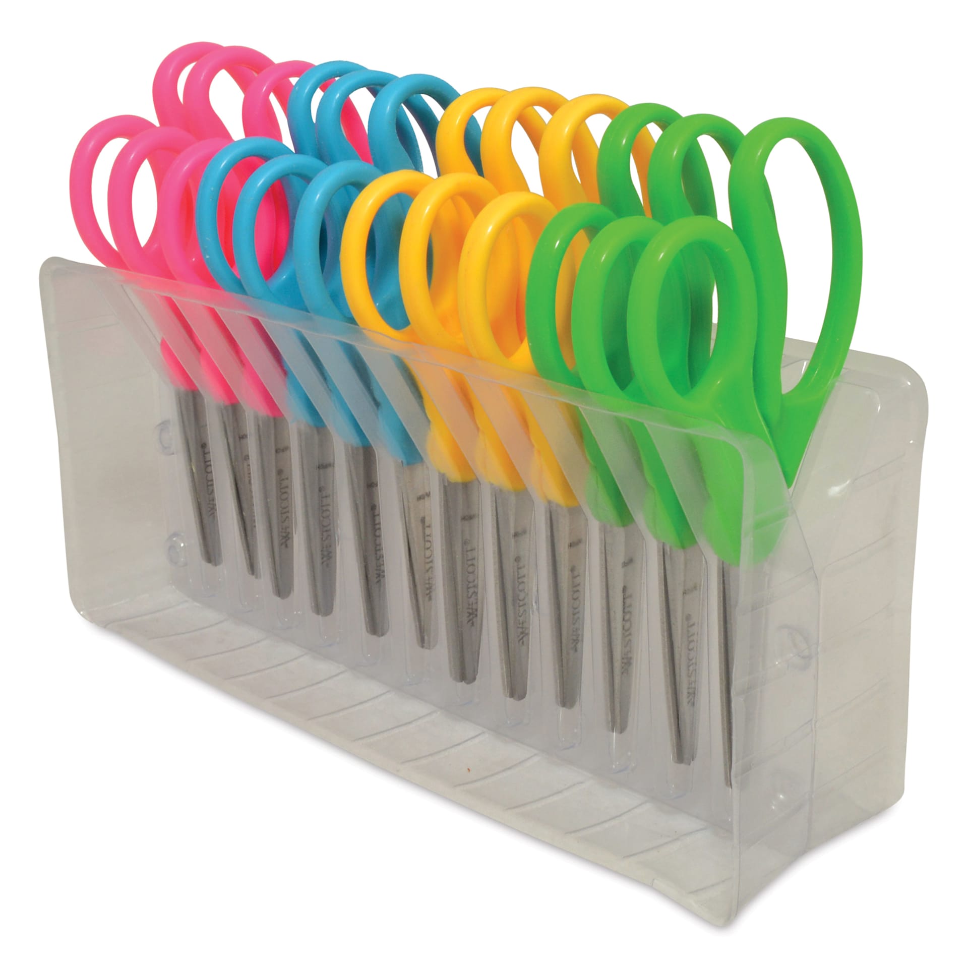 Stainless Scissors - Pkg of 12, Pointed, in storage rack