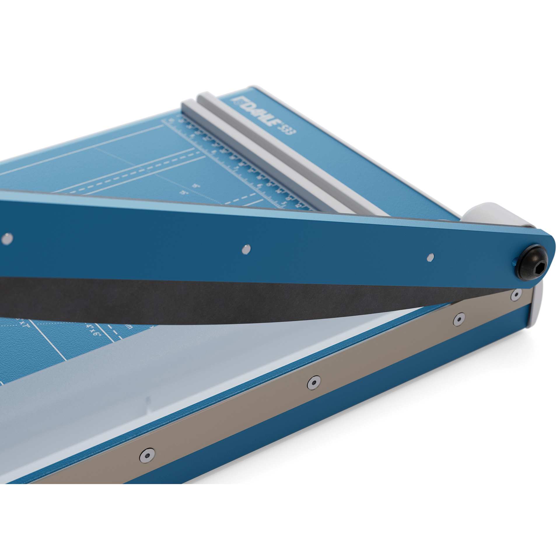 Dahle Professional Series Guillotine Paper Trimmer - 13-3/8" Cutting Length, 17-3/4" x 11-1/4" - close-up of blade