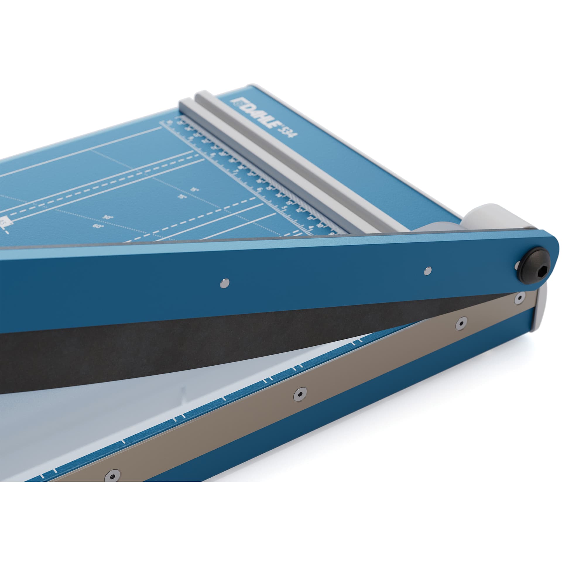 Dahle Professional Series Guillotine Paper Trimmer - 18" Cutting Length, 22-3/4" x 11-1/4" - side view of blade