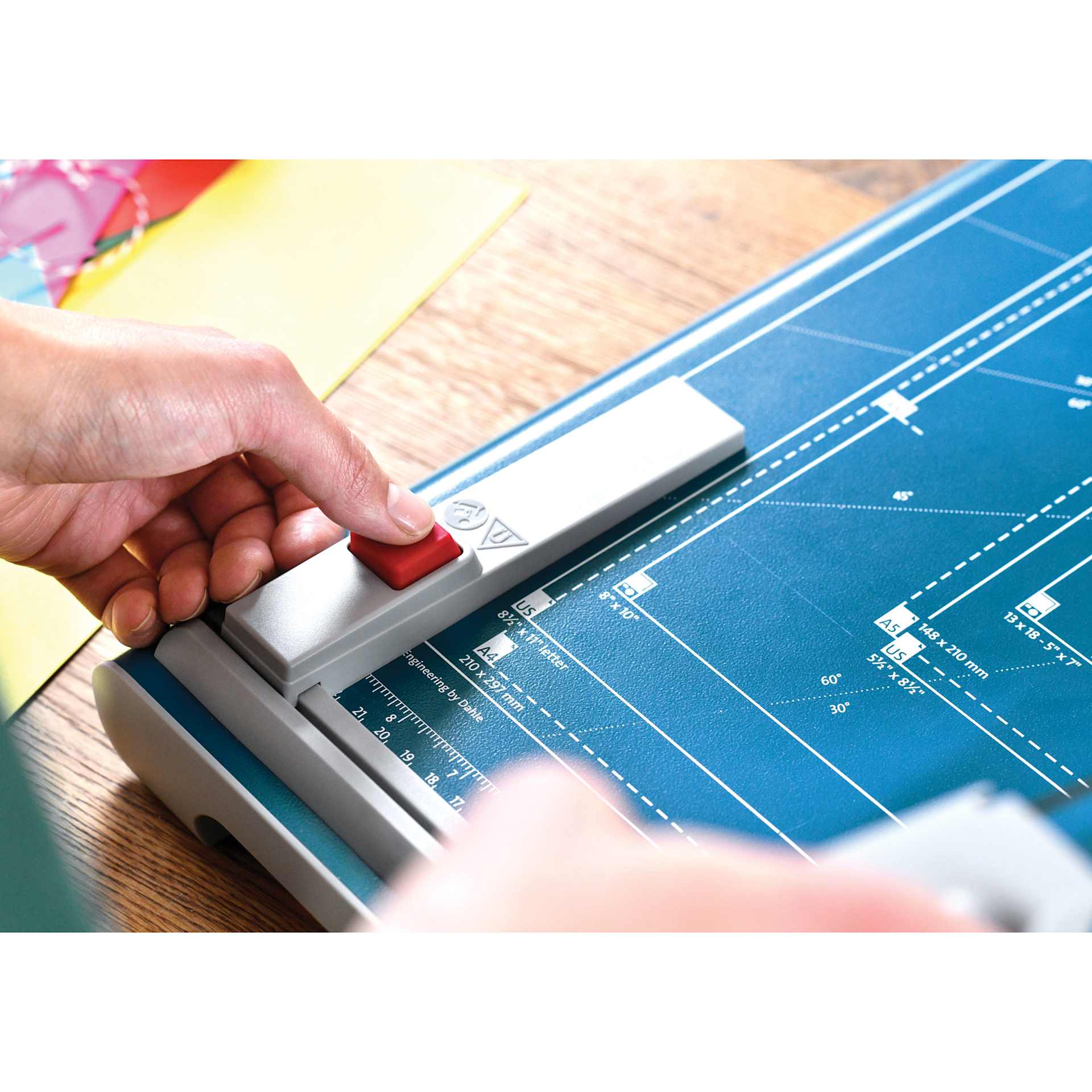 Dahle Professional Series Guillotine Paper Trimmer - 18" Cutting Length, 22-3/4" x 11-1/4" - adjusting clamp