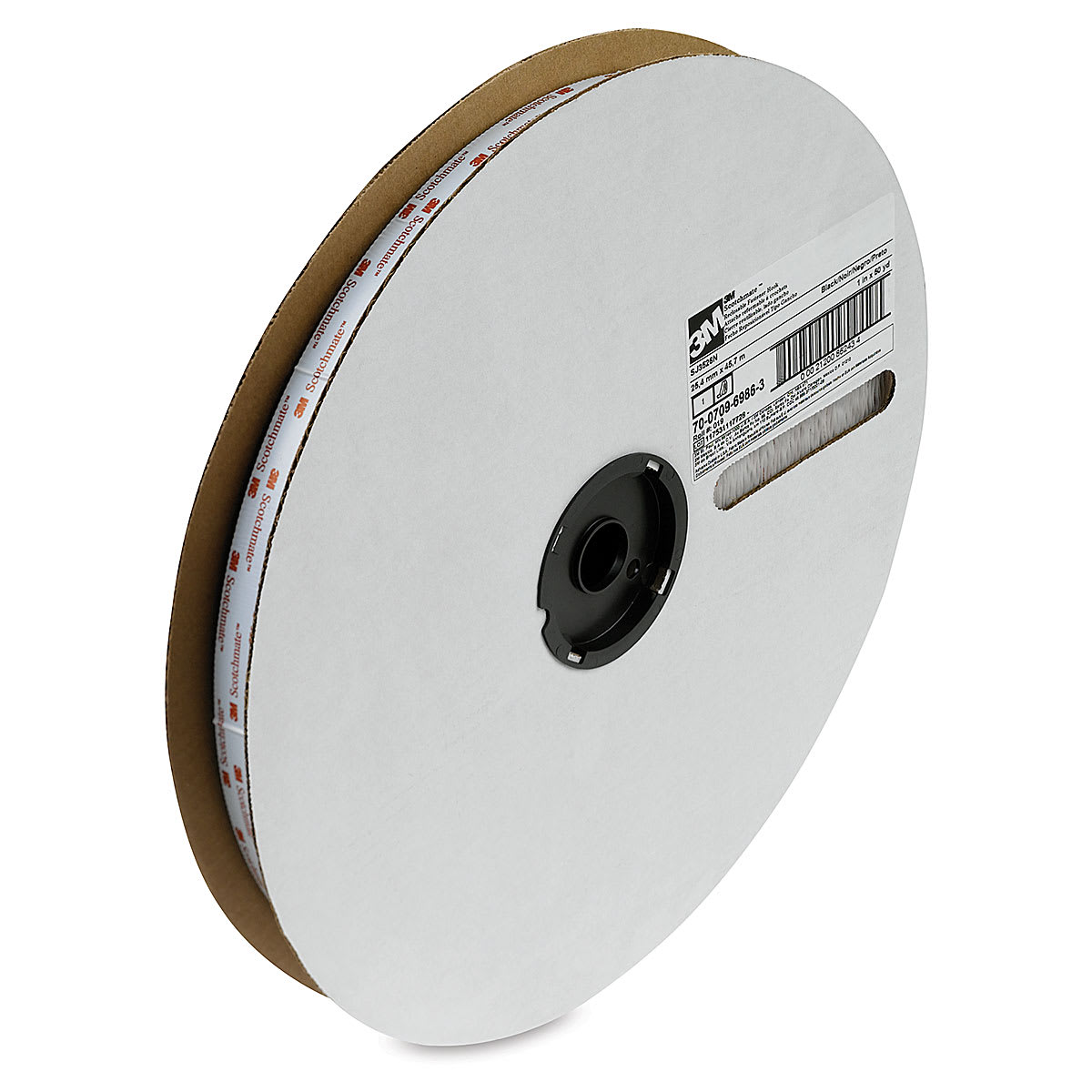 Scotch Reclosable Fasteners - 50 yd roll of Black Hook Tape upright