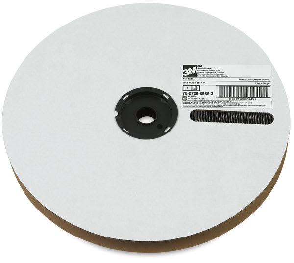 Scotch Reclosable Fasteners - Top view of 50 yd roll of Black Hook Tape
